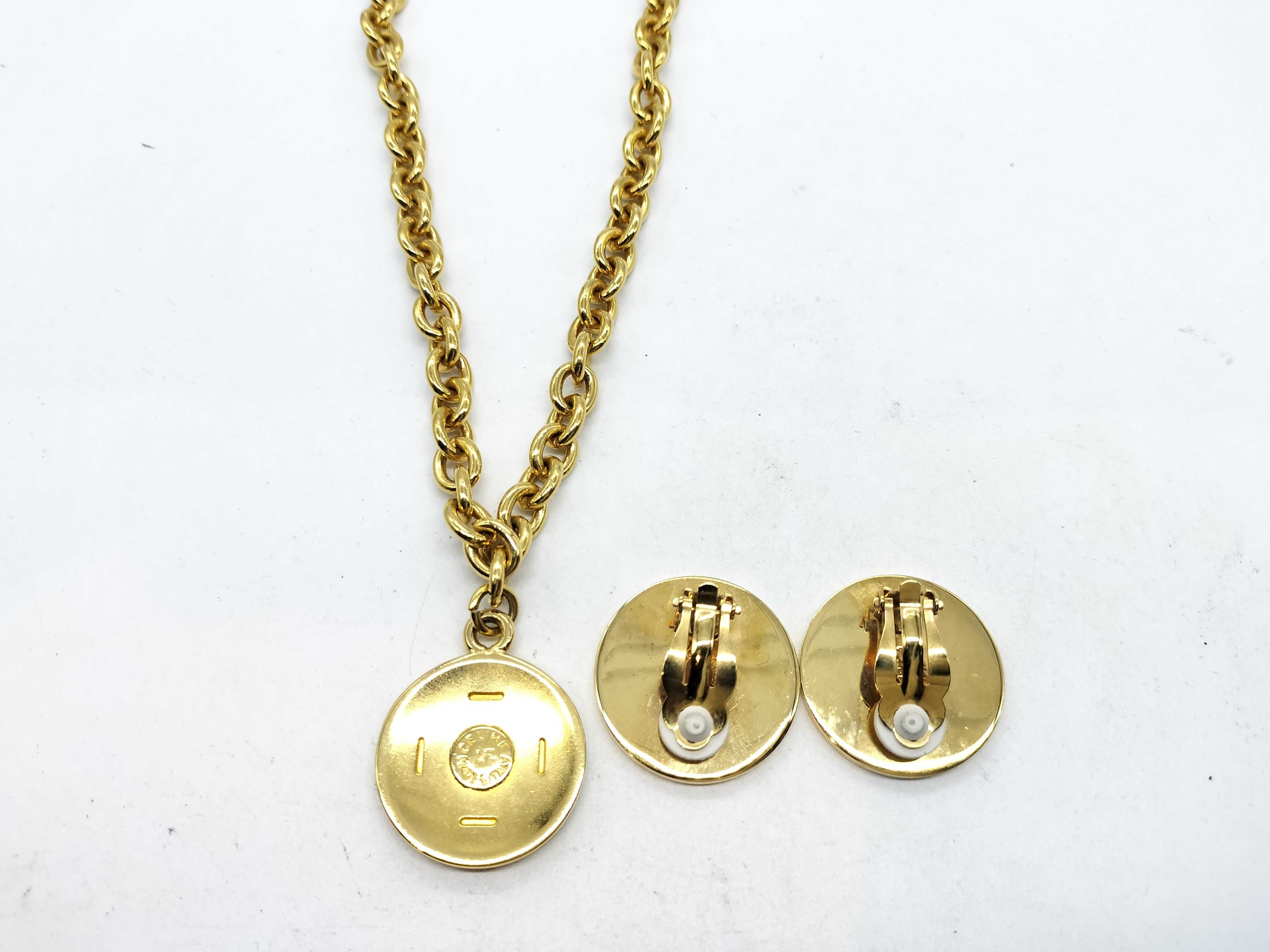 Vintage Necklace/Earrings with Storage Bag, Gold Diagram Necklace — view 2