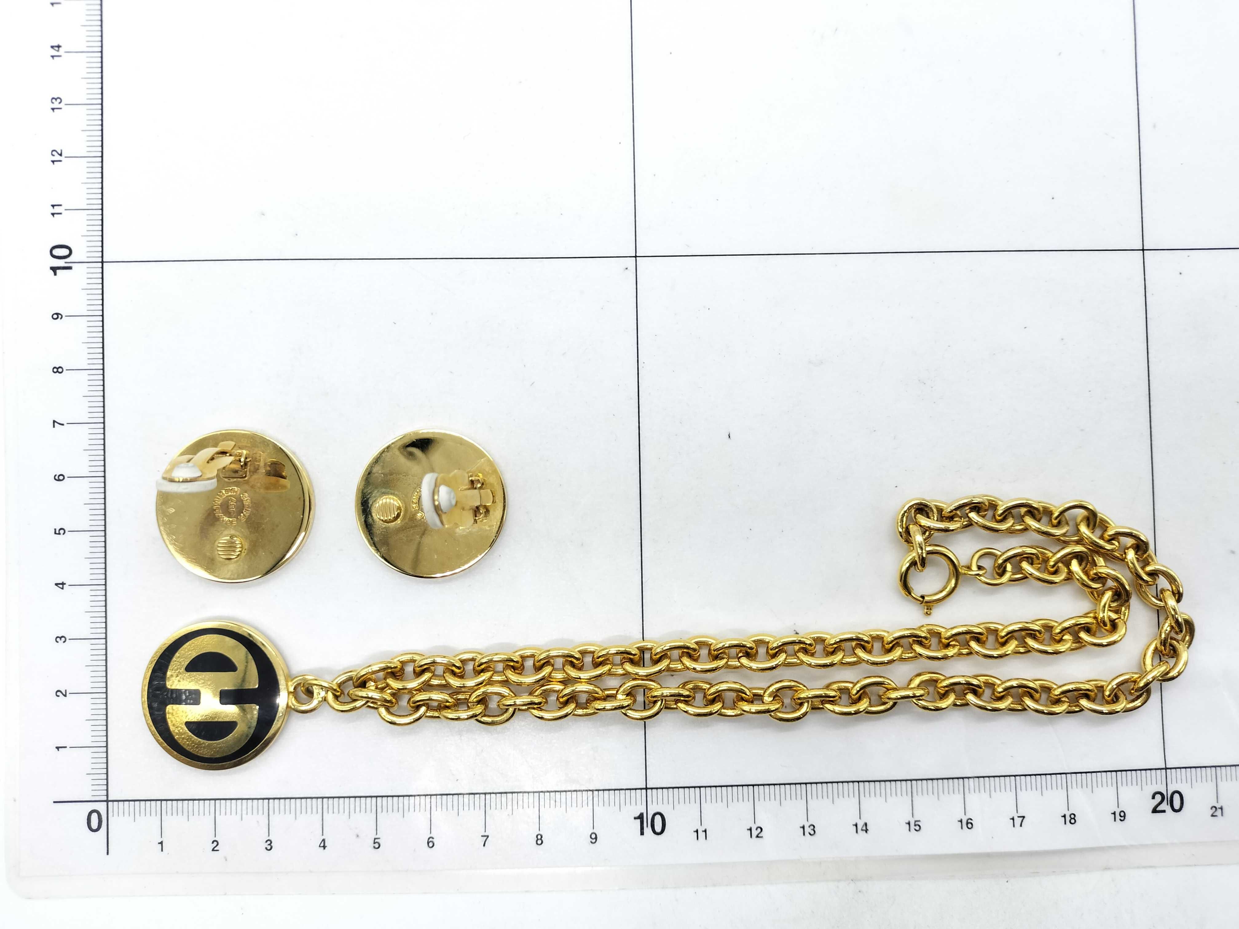Vintage Necklace/Earrings with Storage Bag, Gold Diagram Necklace — view 10