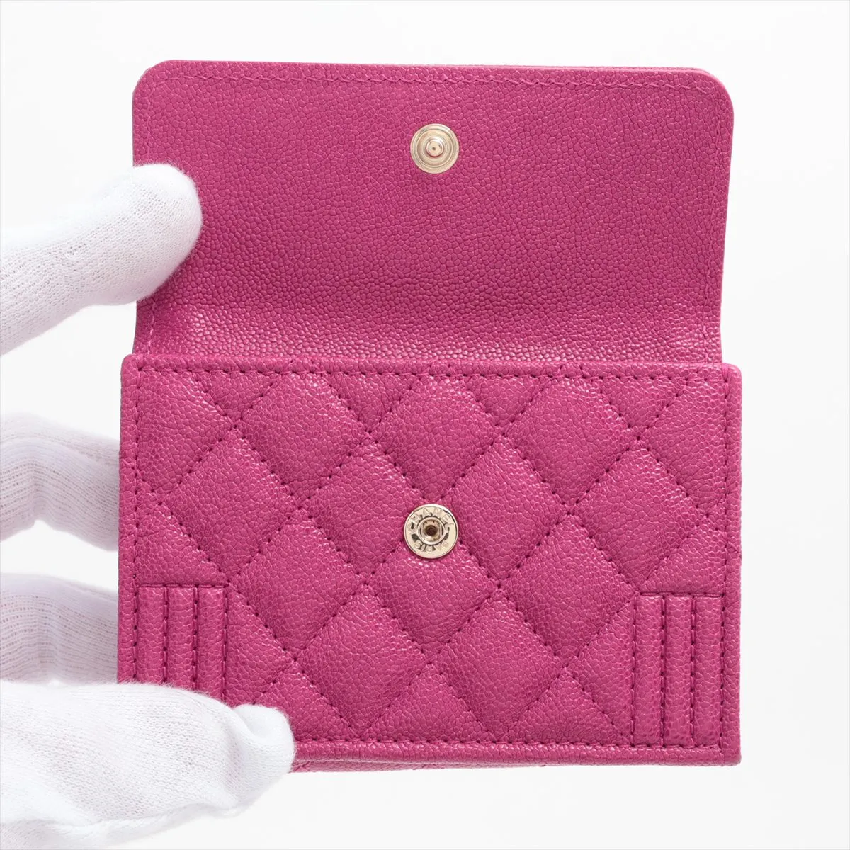 Boy Chanel Caviar Skin Compact Wallet Pink Purple Gold Hardware 28796704 — view 3