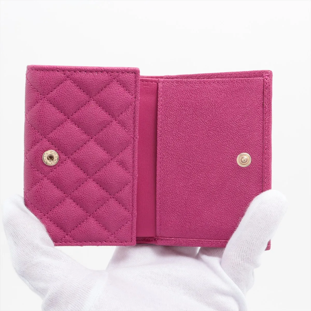 Boy Chanel Caviar Skin Compact Wallet Pink Purple Gold Hardware 28796704 — view 4