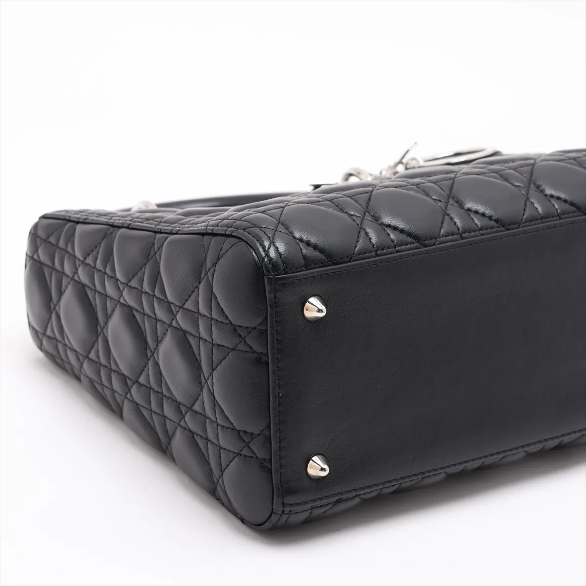 Cannage Lady Dior Leather 2-Way Handbag, Black — view 4