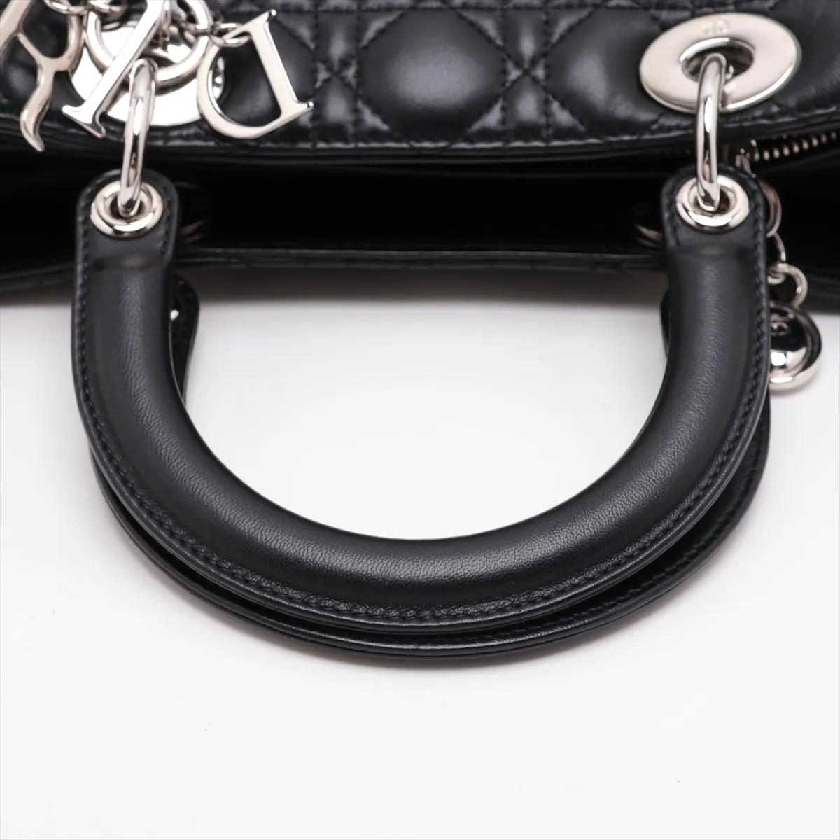 Cannage Lady Dior Leather 2-Way Handbag, Black — view 5