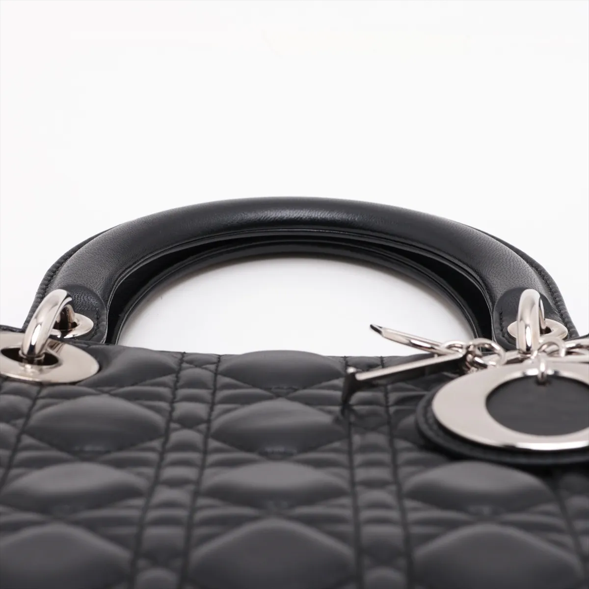 Cannage Lady Dior Leather 2-Way Handbag, Black — view 6