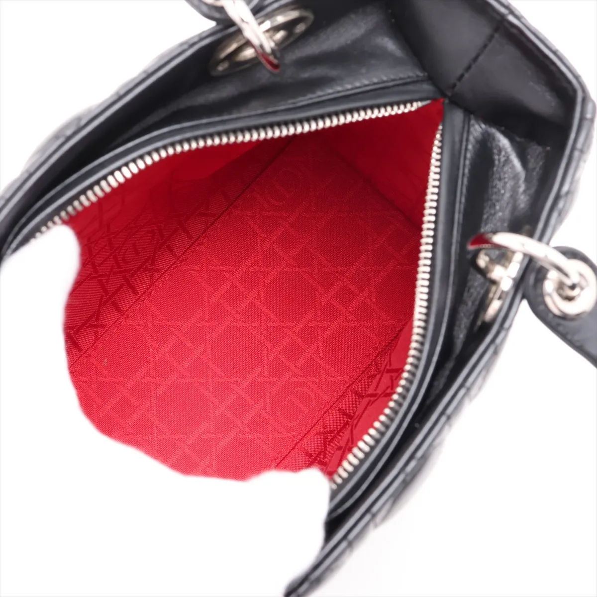 Cannage Lady Dior Leather 2-Way Handbag, Black — view 8