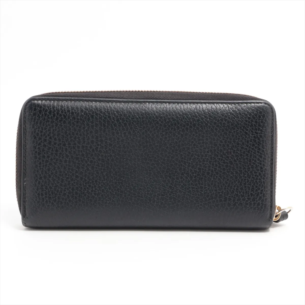 GG Marmont 456117 Leather Round Zip Wallet Black — view 2