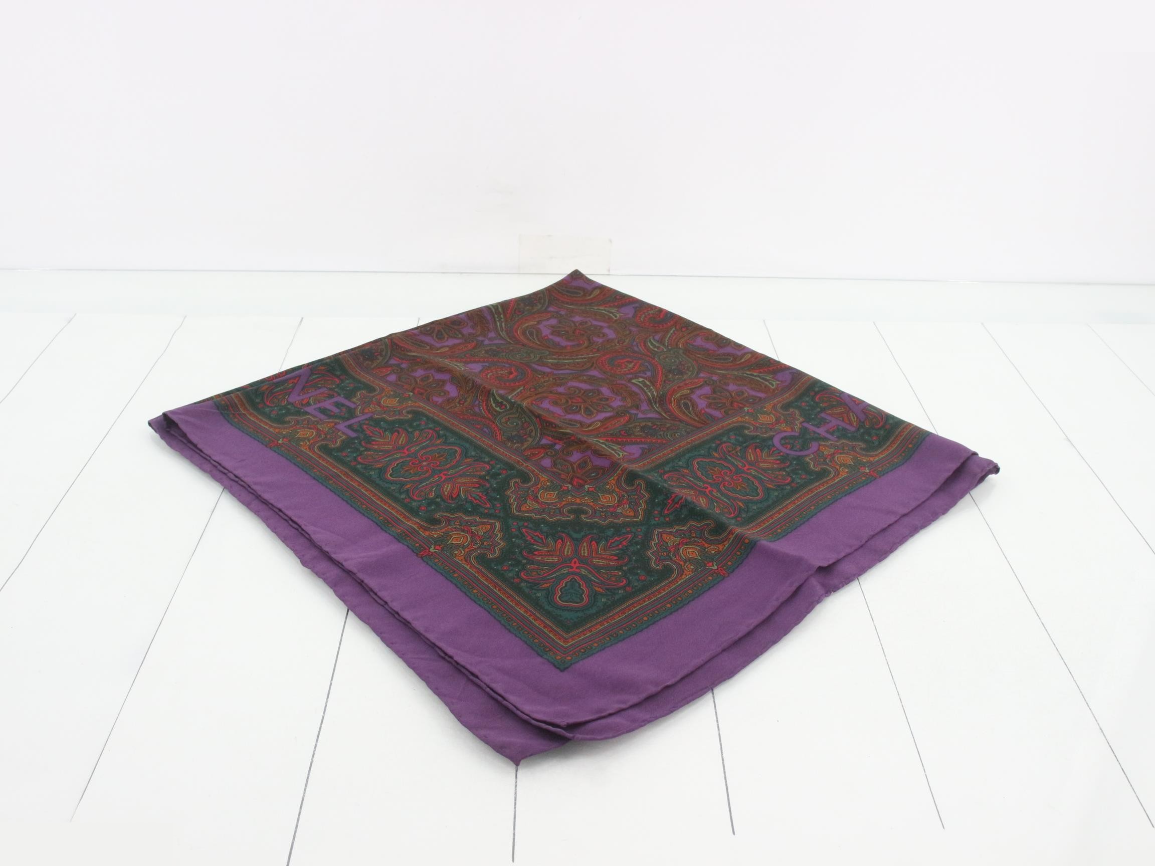 Paisley pattern vintage large silk scarf — view 2