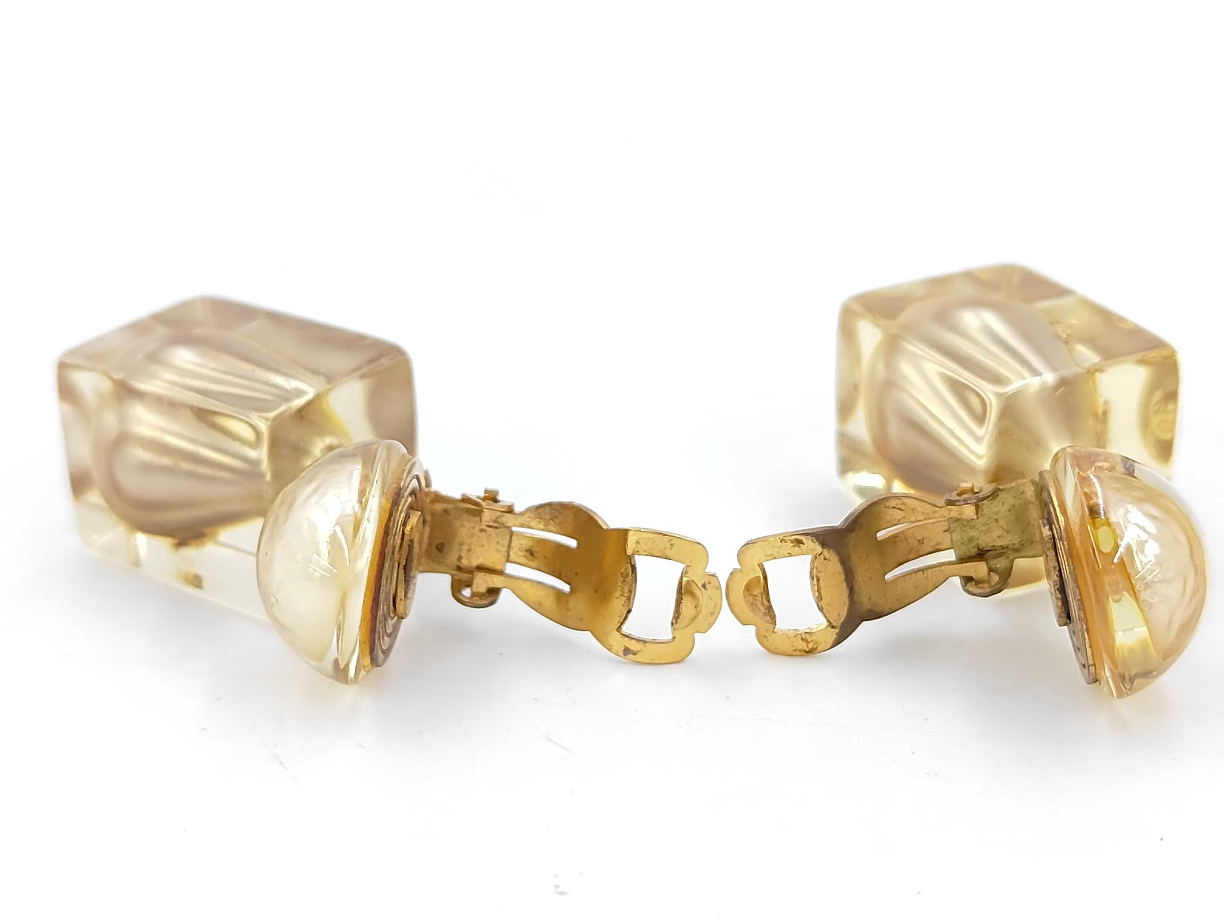 97P Coco Mark Pearl Clear Cube Swing Earrings — view 4