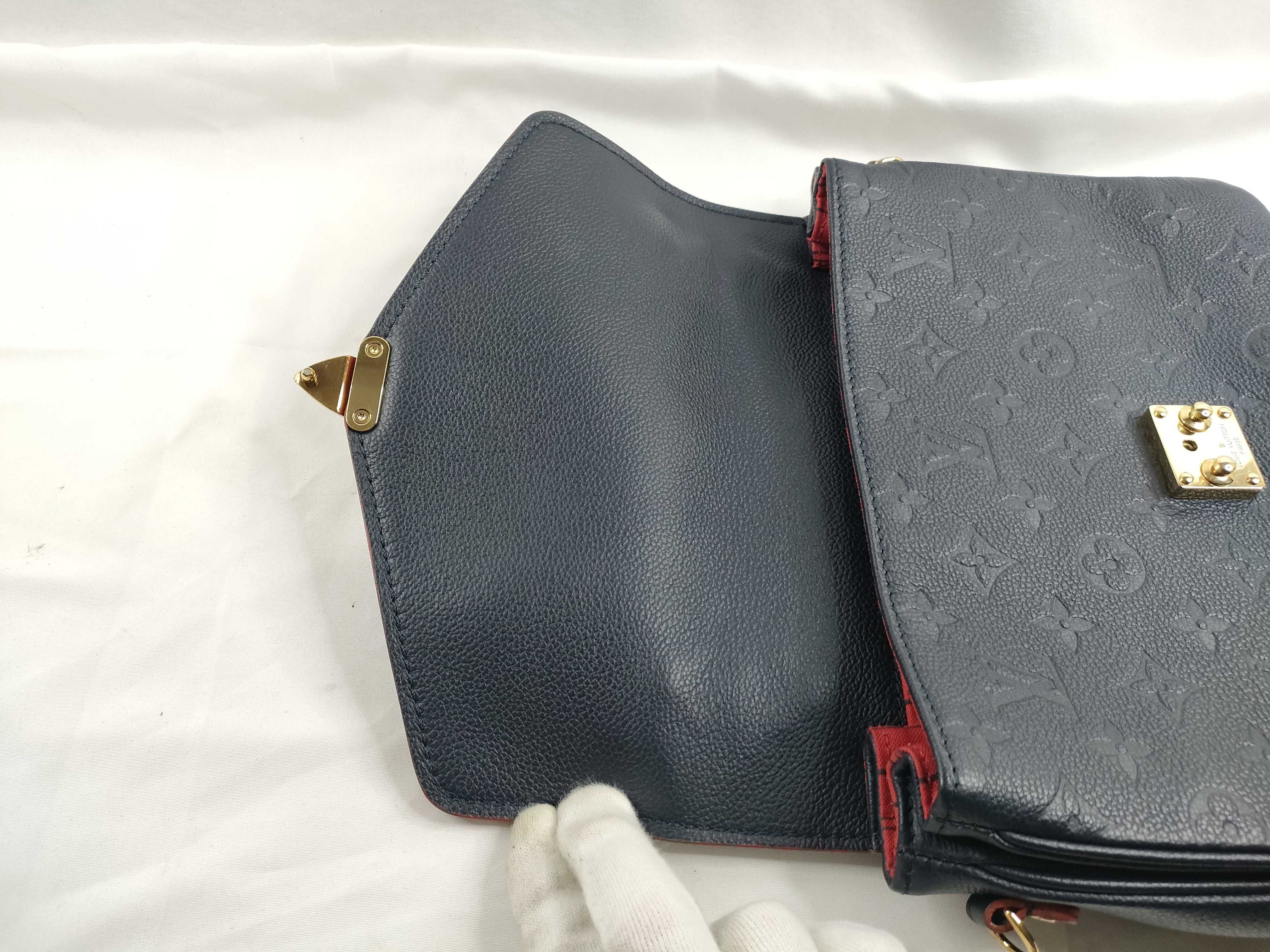 Monogram Empreinte Louis Vuitton Pochette Métis MM Monogram Empreinte Marine Rouge 2-Way Shoulder Bag Handbag — view 8