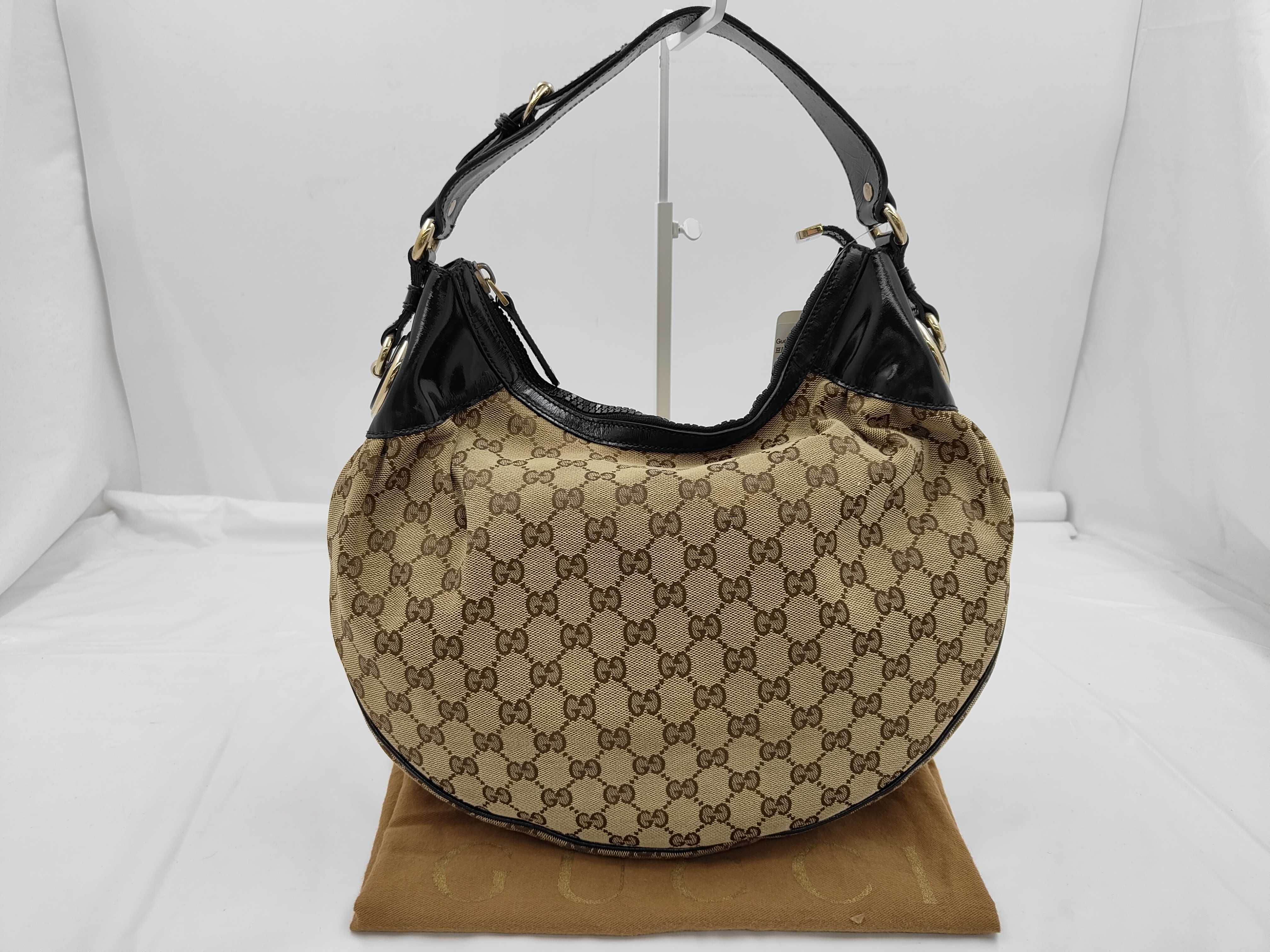 GG Brown Canvas GG Monogram Pea Shoulder Bag (Handbag)