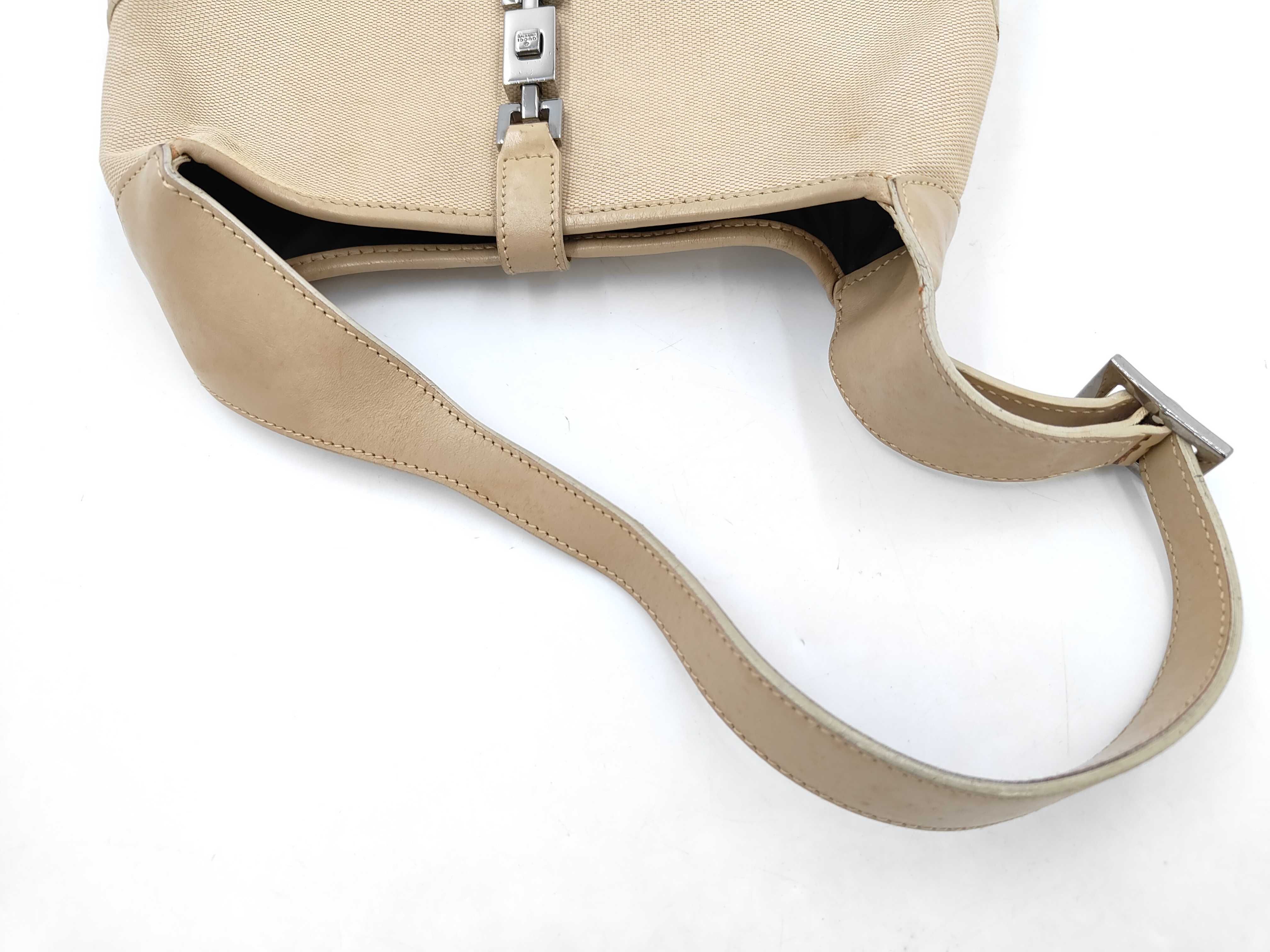 Jackie Gucci Handbag Jackie Beige Canvas Leather Shoulder Bag — view 5