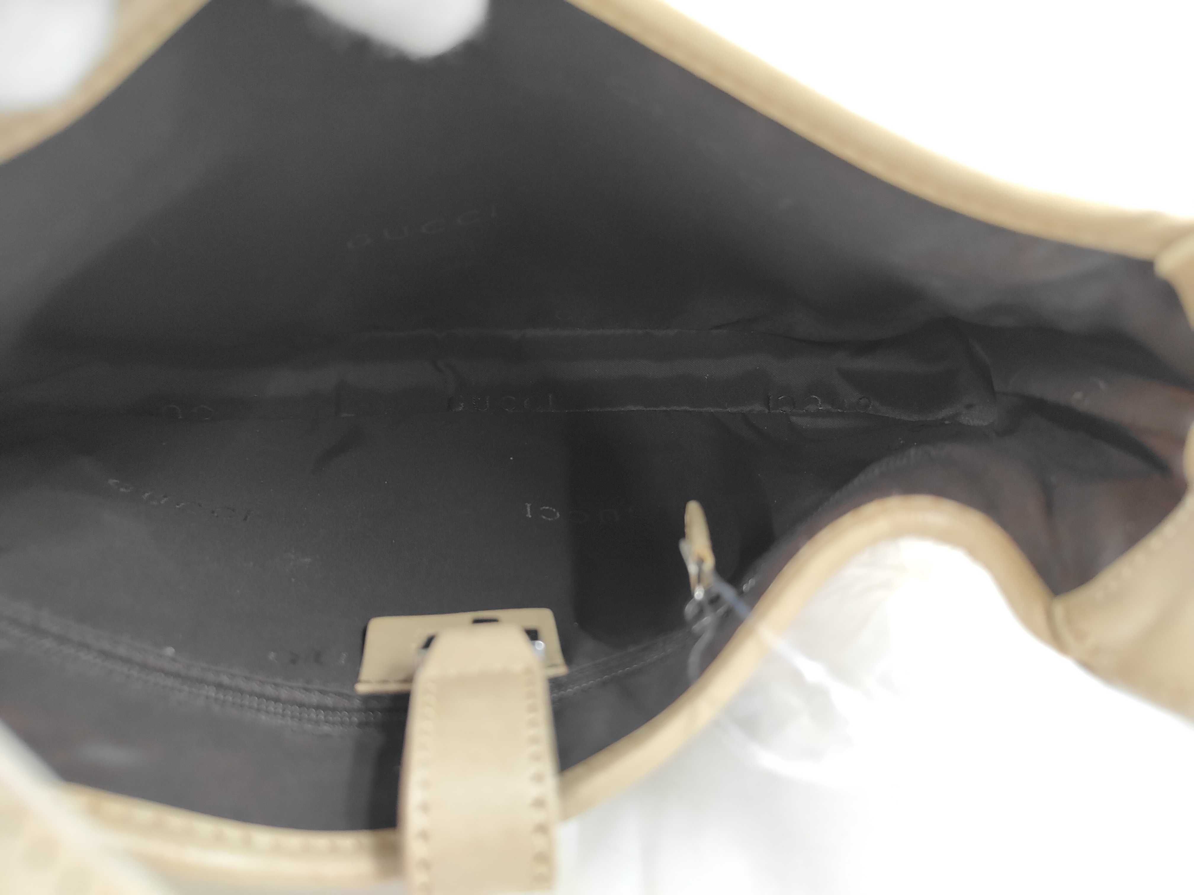 Jackie Gucci Handbag Jackie Beige Canvas Leather Shoulder Bag — view 10