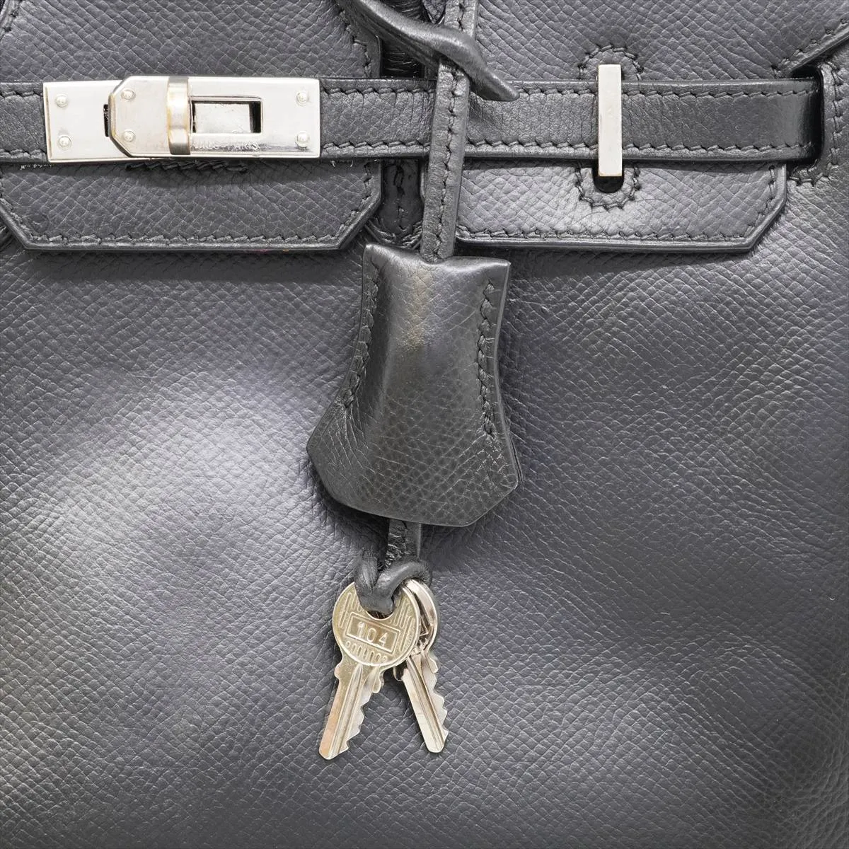 Birkin 25 Letournée Veau Epsom Handbag Black Silver Hardware I: 2005 Dust bag included Fully painted Hardware stains — view 12