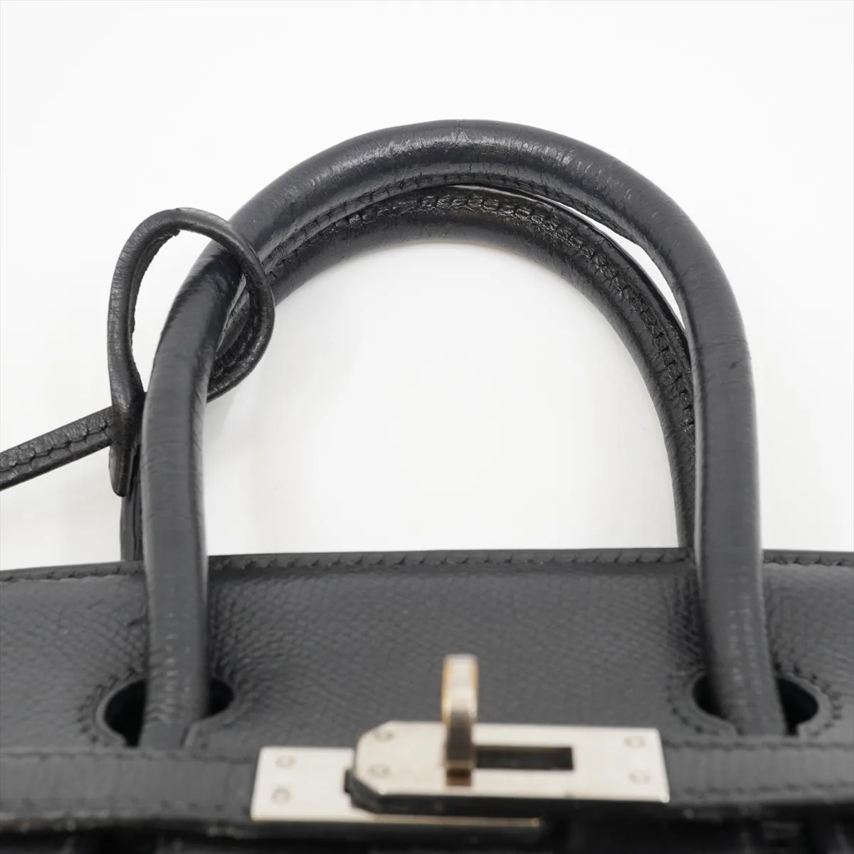 Birkin 25 Letournée Veau Epsom Handbag Black Silver Hardware I: 2005 Dust bag included Fully painted Hardware stains — view 6