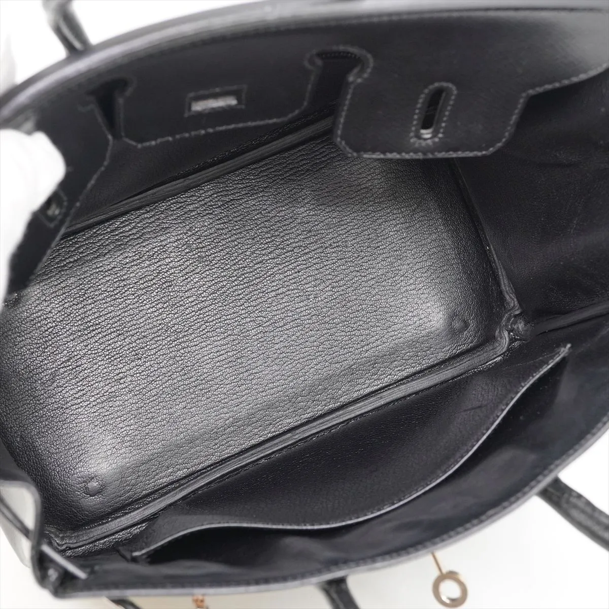 Birkin 25 Letournée Veau Epsom Handbag Black Silver Hardware I: 2005 Dust bag included Fully painted Hardware stains — view 8