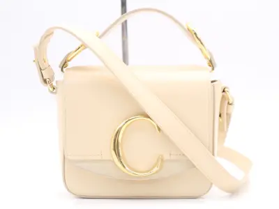 CHC19US193 Leather White Gold Hardware Handbag with Shoulder Strap