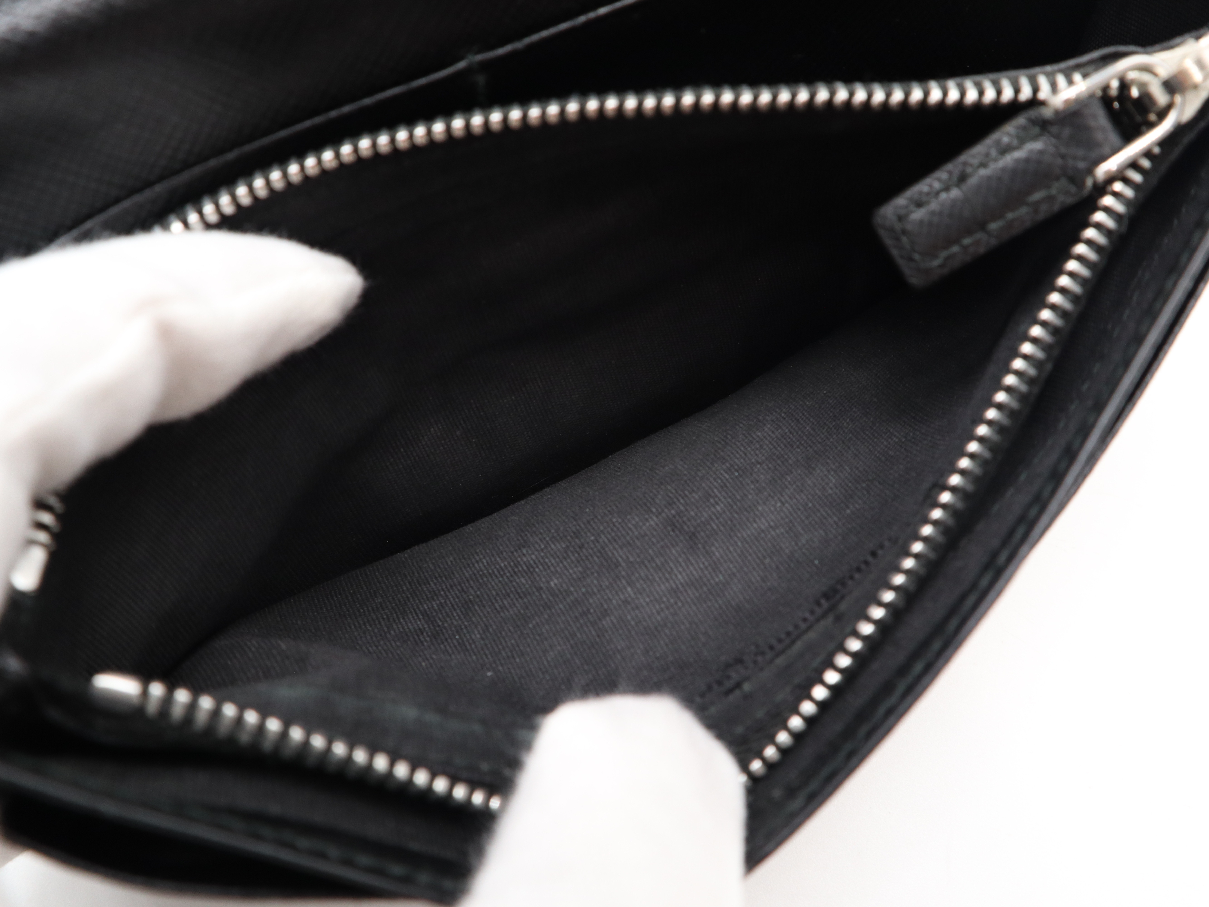 2MV836 Saffiano Leather Long Wallet, Black, with Guarantee Card and Box. — view 9