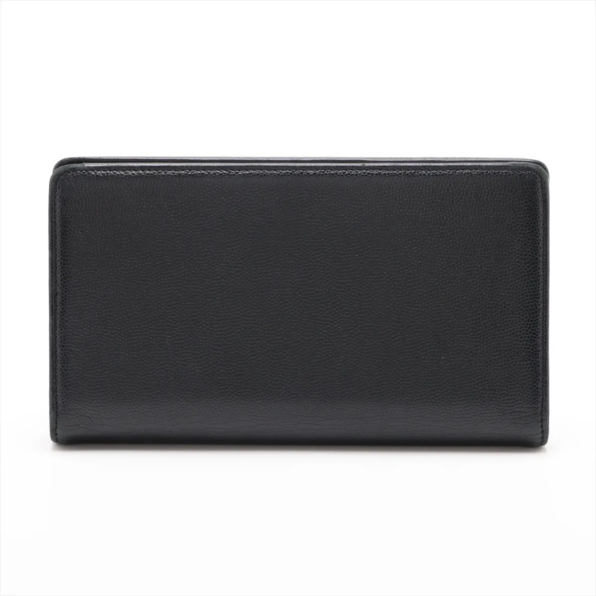 Coco Mark Caviar Skin Long Wallet, Black with Silver Hardware, 13060068 — view 2