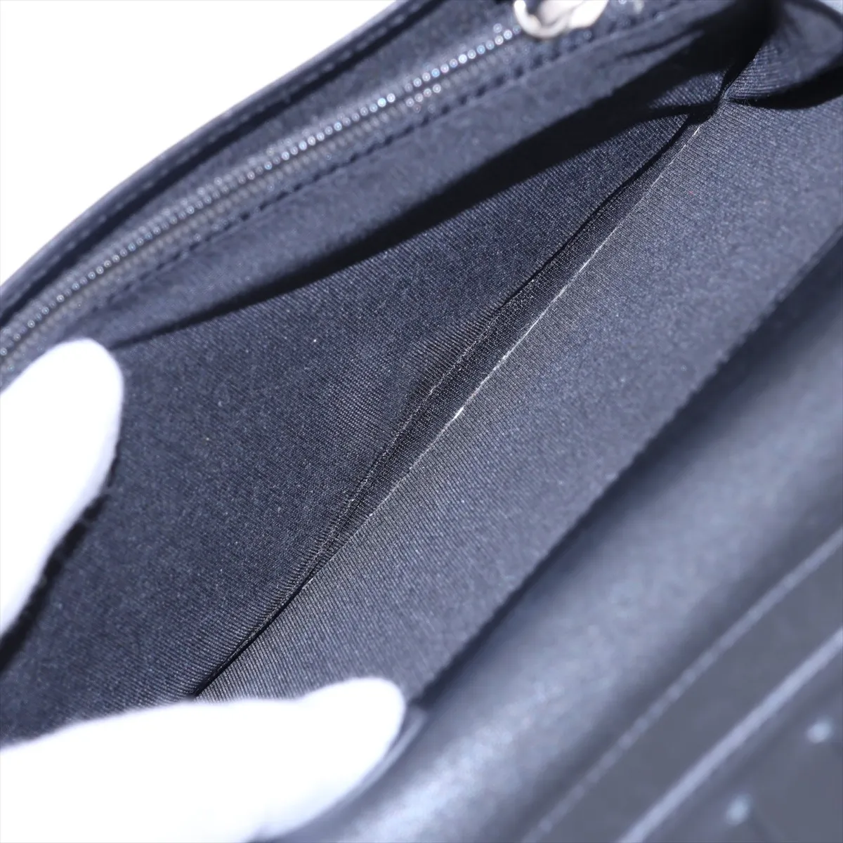 Coco Mark Caviar Skin Long Wallet, Black with Silver Hardware, 13060068 — view 4