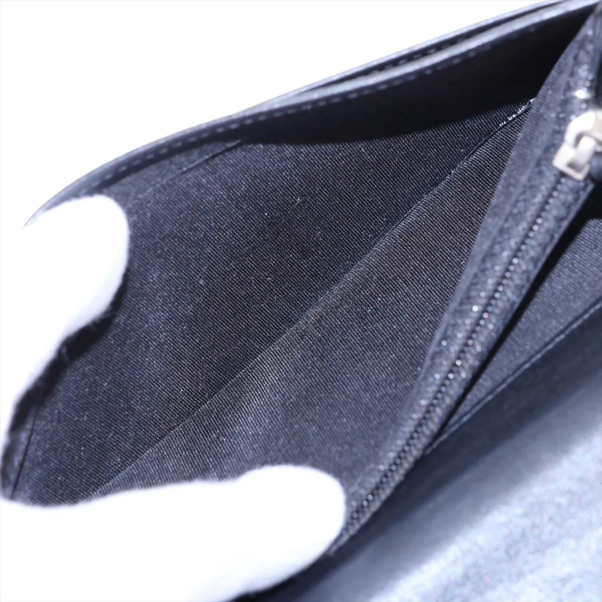 Coco Mark Caviar Skin Long Wallet, Black with Silver Hardware, 13060068 — view 5