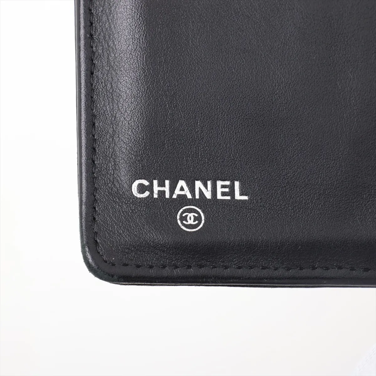 Coco Mark Caviar Skin Long Wallet, Black with Silver Hardware, 13060068 — view 8