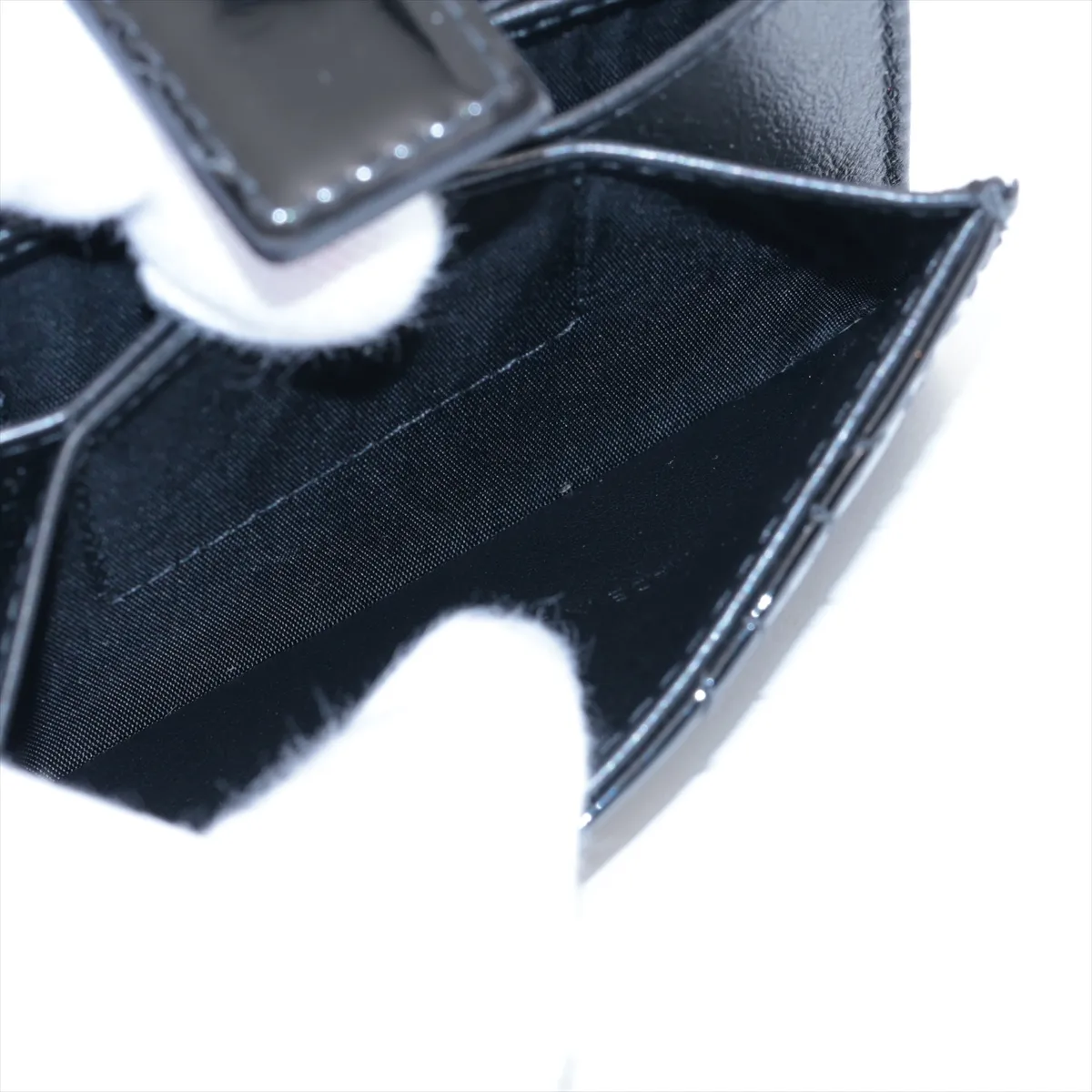 Lady Dior Cannage Patent Leather Card Case, Black — view 8
