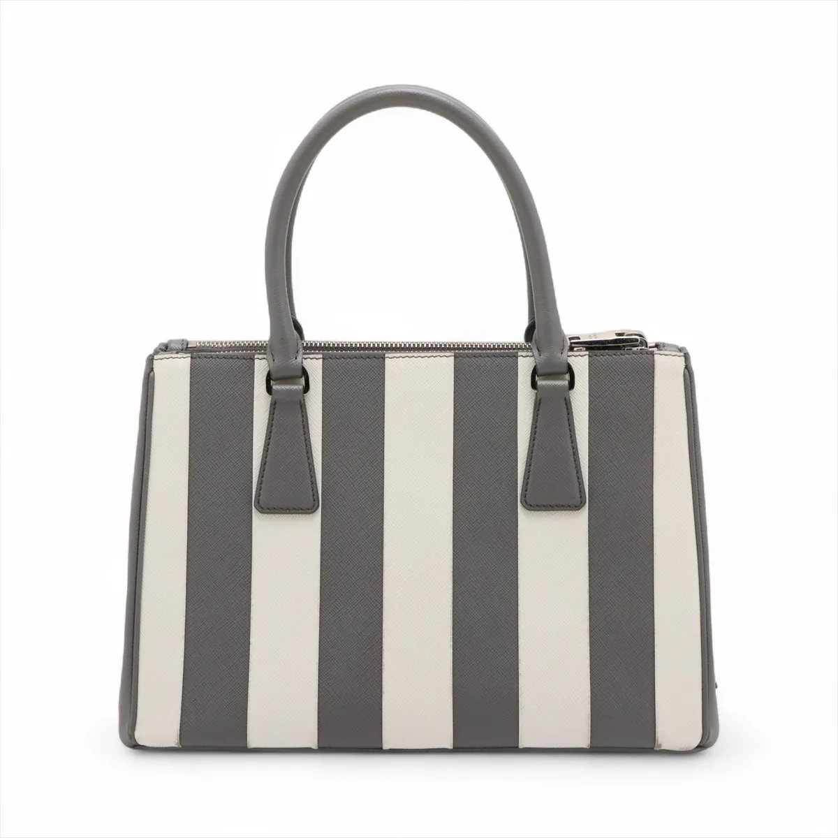 Saffiano Galleria Leather 2WAY Handbag Gray x White 1BA863 — view 2
