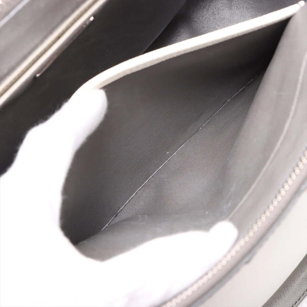 Saffiano Galleria Leather 2WAY Handbag Gray x White 1BA863 — view 12