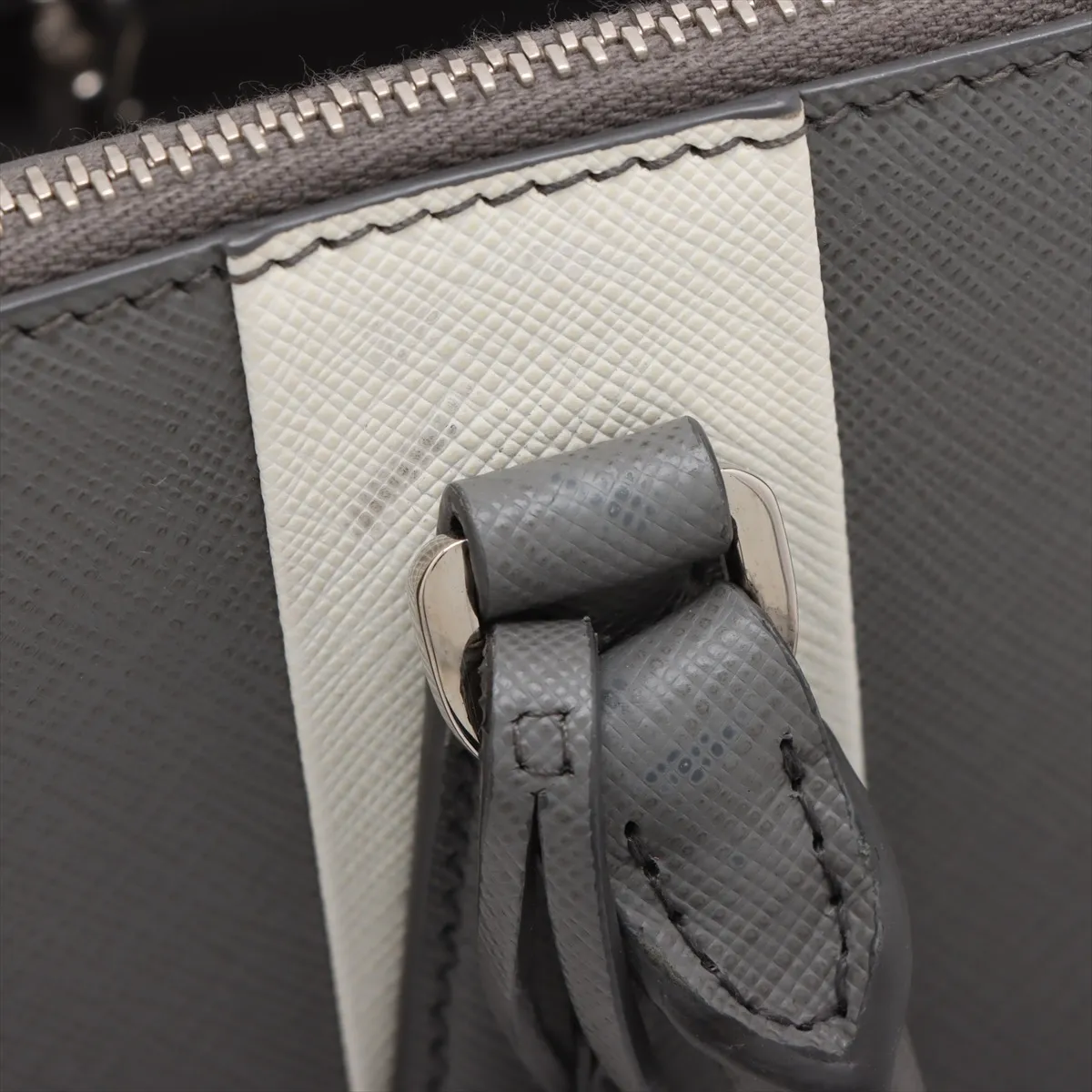 Saffiano Galleria Leather 2WAY Handbag Gray x White 1BA863 — view 14