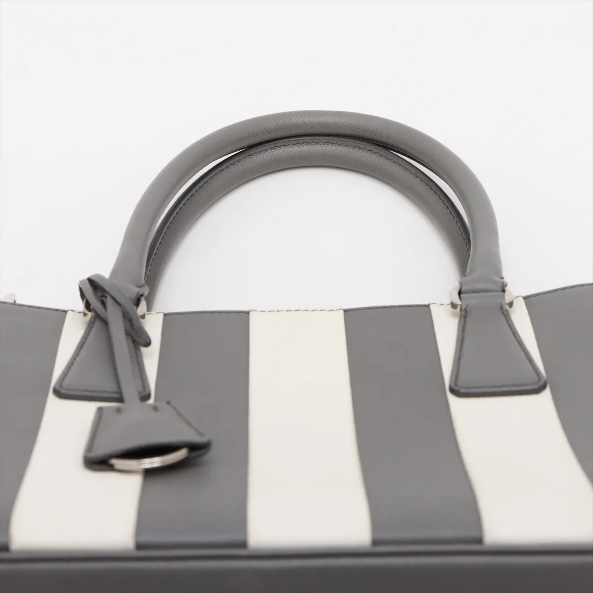 Saffiano Galleria Leather 2WAY Handbag Gray x White 1BA863 — view 6