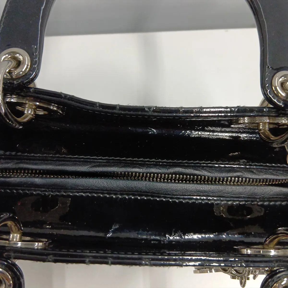 Lady Dior Cannage Patent Leather 2-Way Handbag, Black — view 14