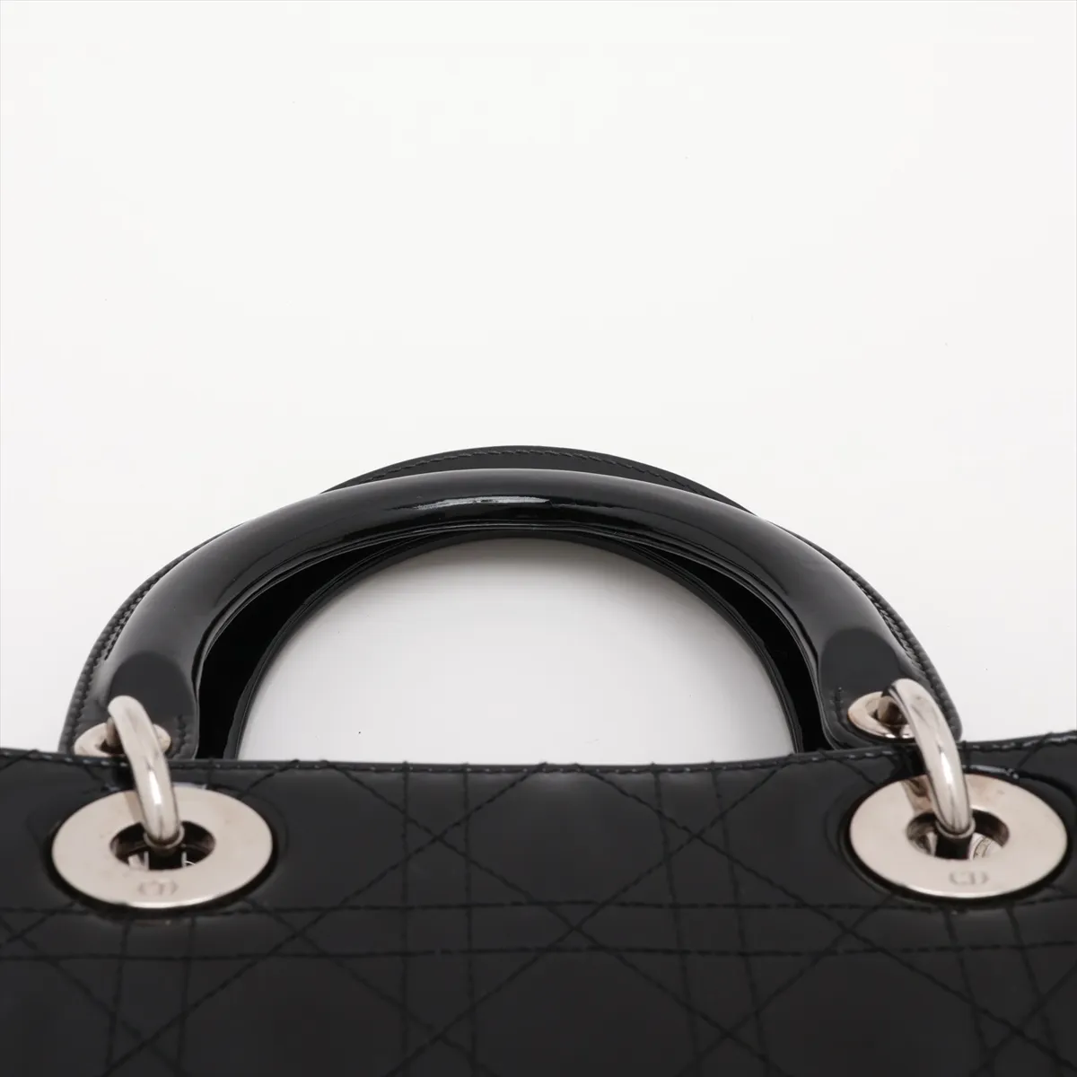Lady Dior Cannage Patent Leather 2-Way Handbag, Black — view 6