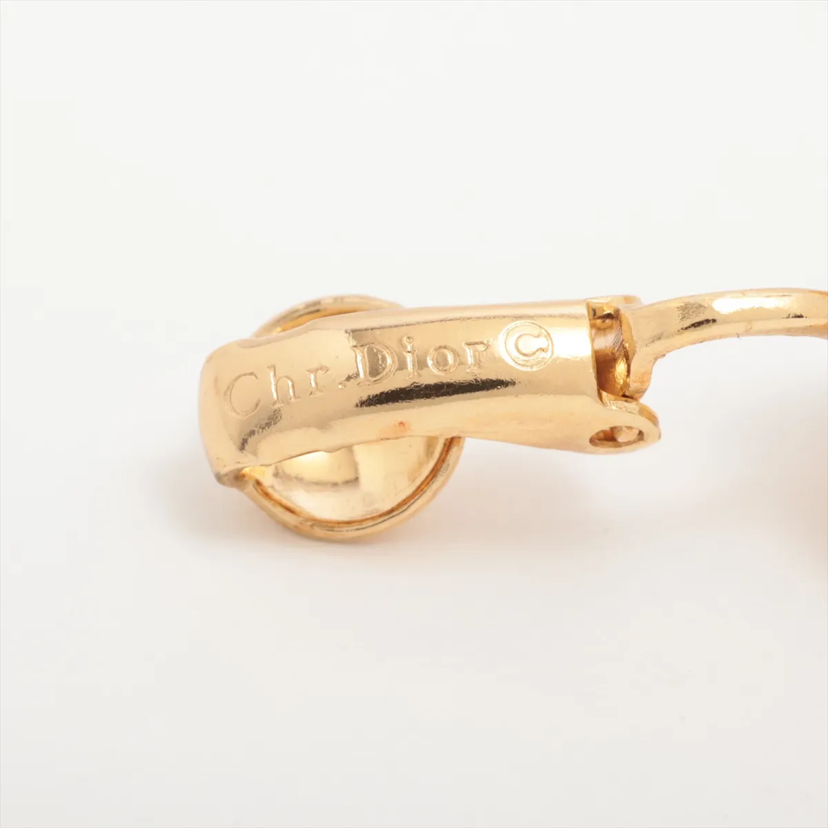earrings (for both ears), gold-plated with rhinestones and faux pearls. There are — view 5