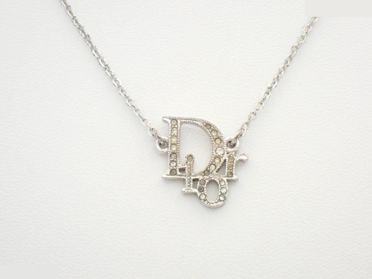 Rhinestone logo necklace, total length approximately 42 cm