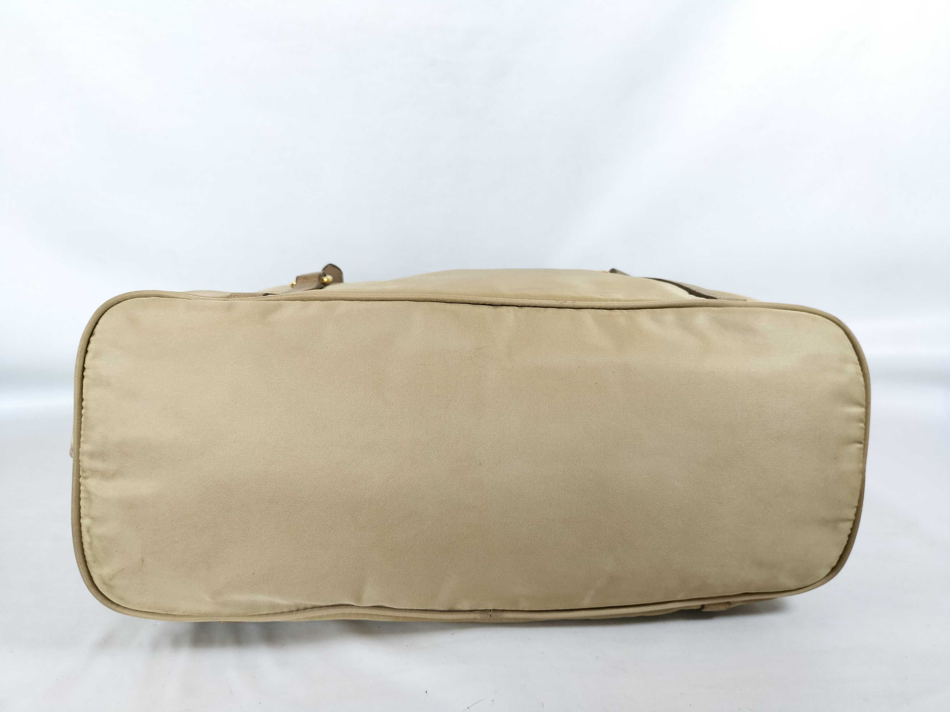 BR4253 Nylon x Leather 2-Way Tote Bag, Albino Beige, with Shoulder Strap, Guarantee Card, and Name Tag. — view 7
