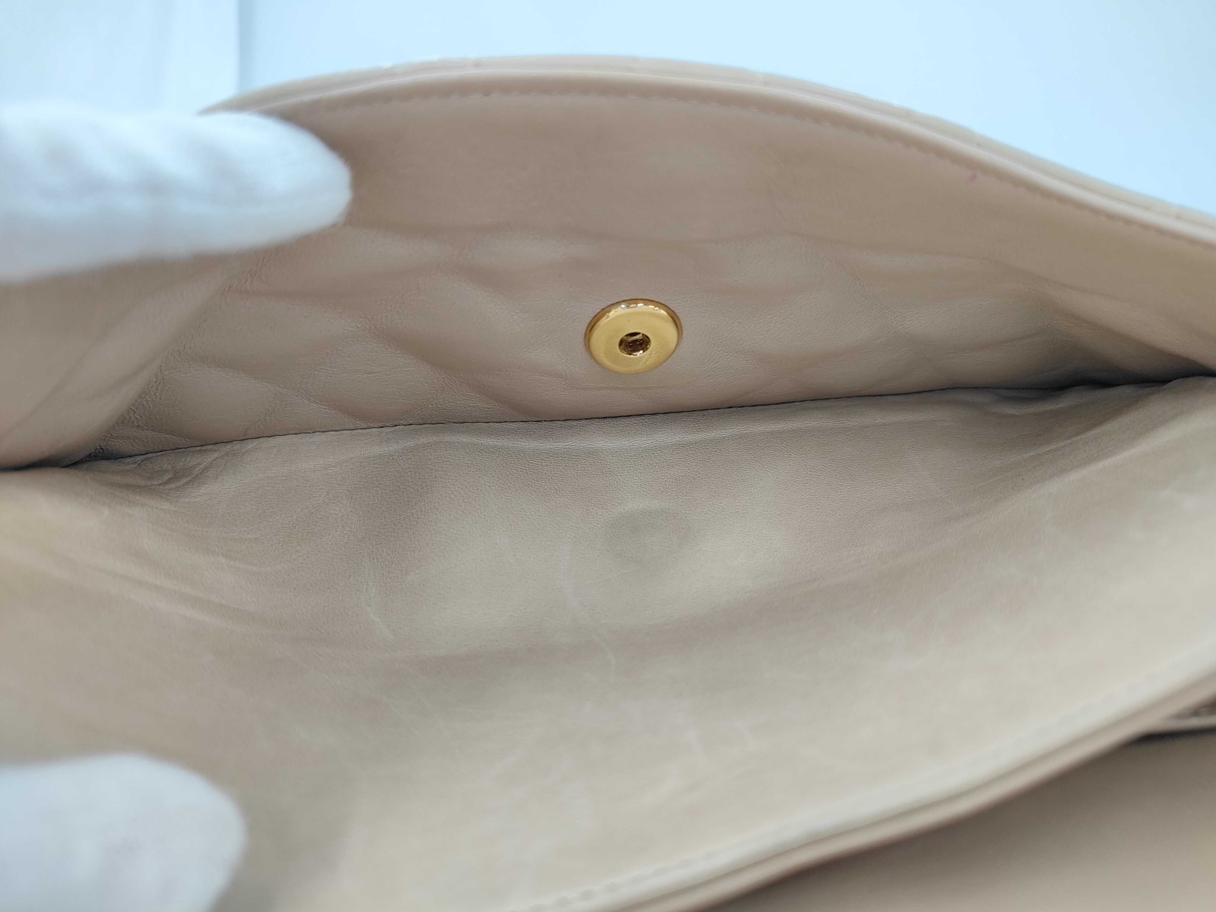 Lambskin Matelassé Double Flap Shoulder Bag, Beige, 25cm (Note: Sticker peeled off/No guarantee card) — view 12