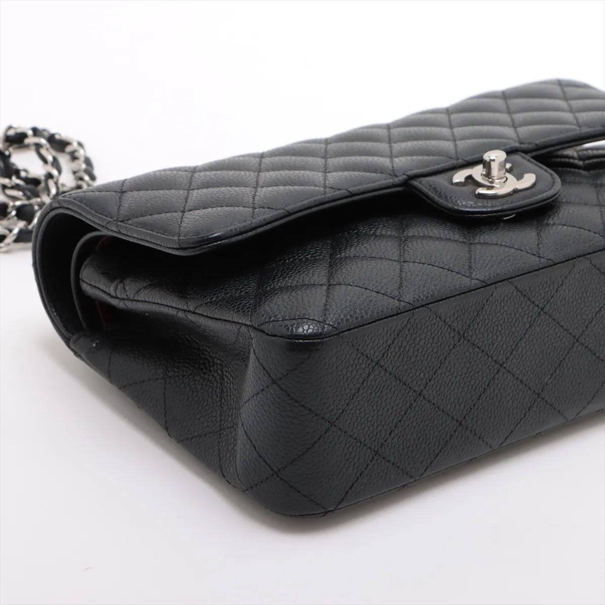 [Individually wrapped] Chanel Matelasse 25 caviar skin double flap double chain bag black silver hardware 31234454 31 series A01112 — view 4