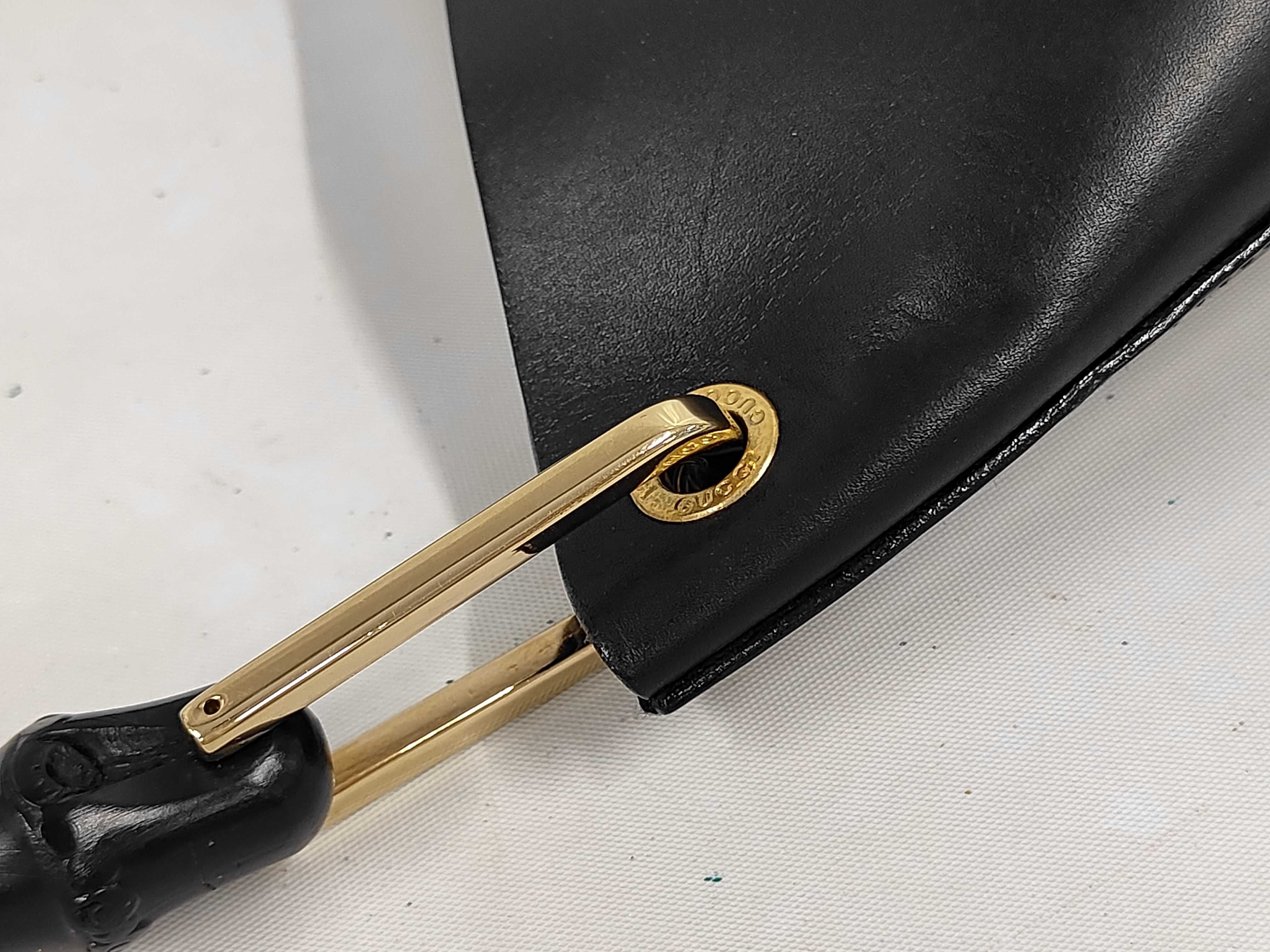 Bamboo Leather Handbag, Black Shoulder Bag — view 6