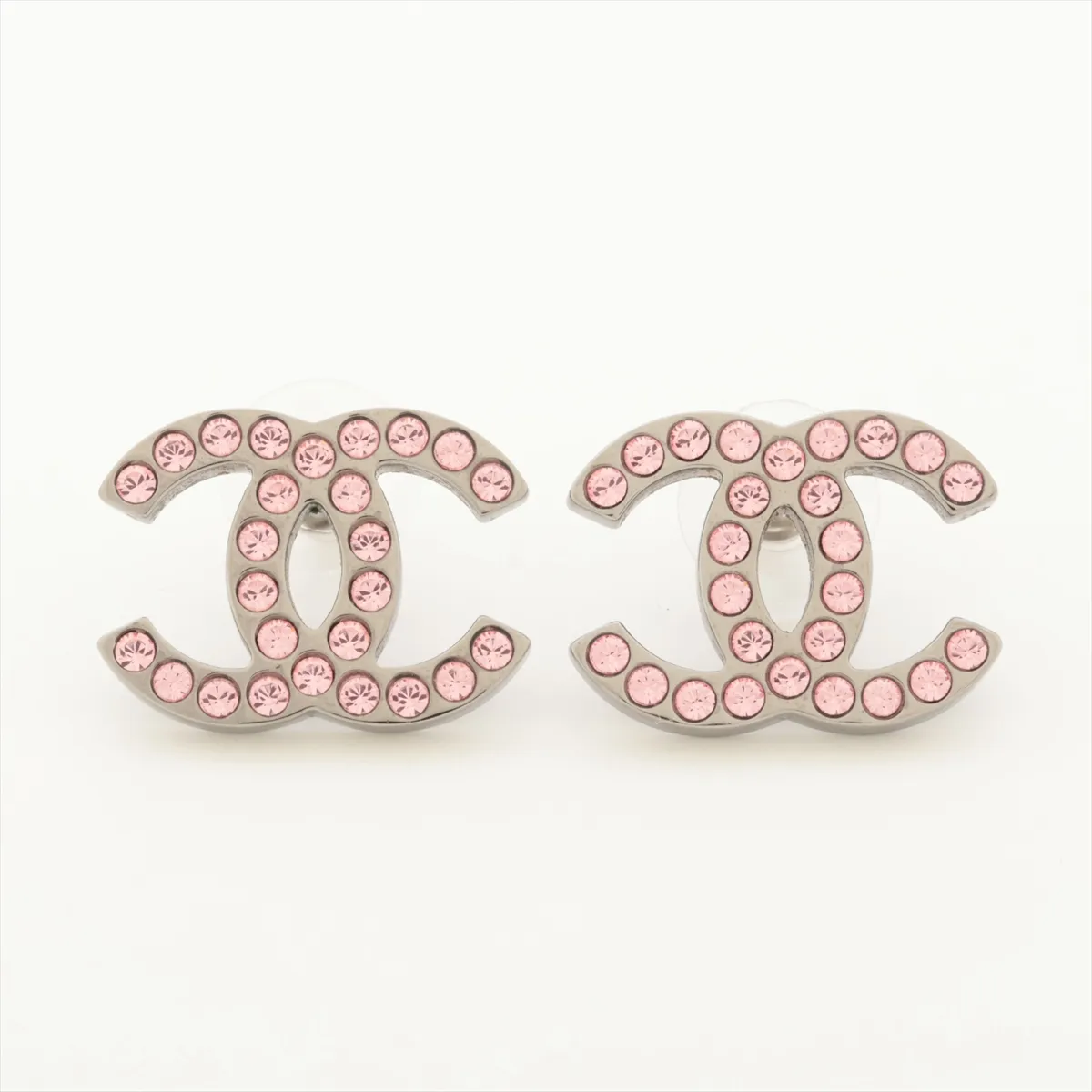 Coco Mark B17K Earrings (Pair) Metal x Rhinestone Pink