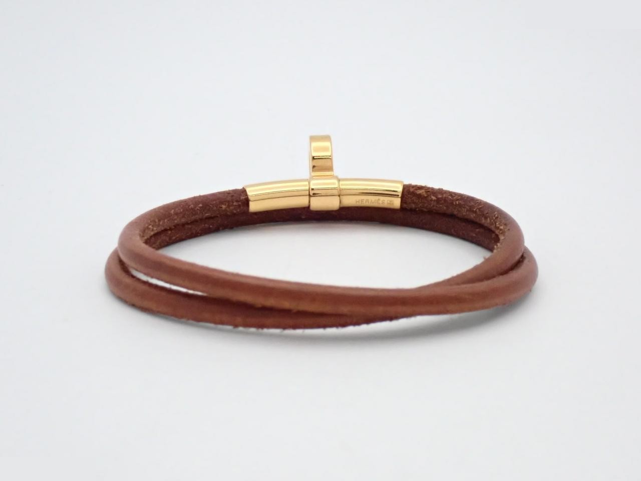 Bracelet, Double Kelly Bracelet, Choker, Leather, Gold — view 2