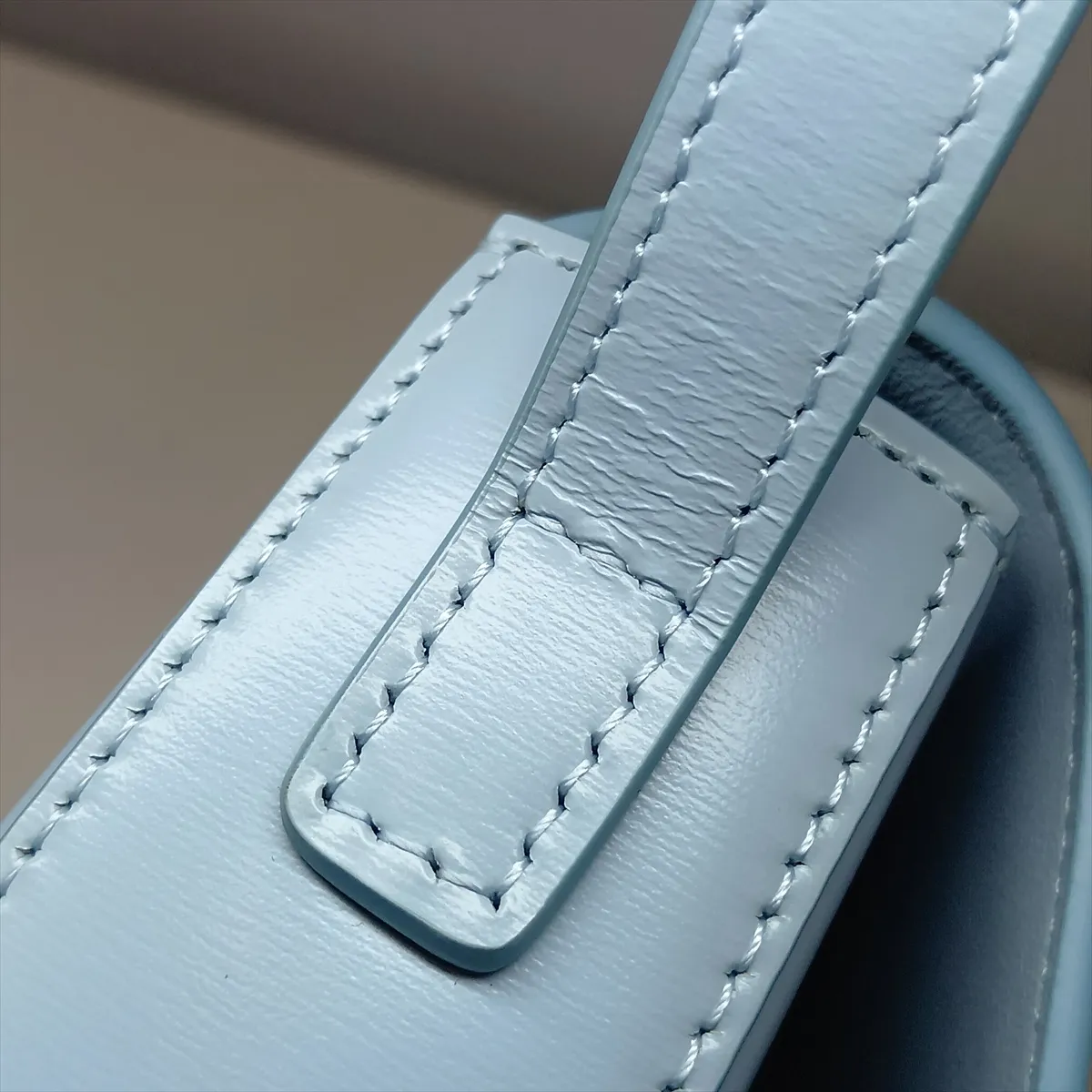 Triomphe Claude Leather Handbag, Light Blue — view 11