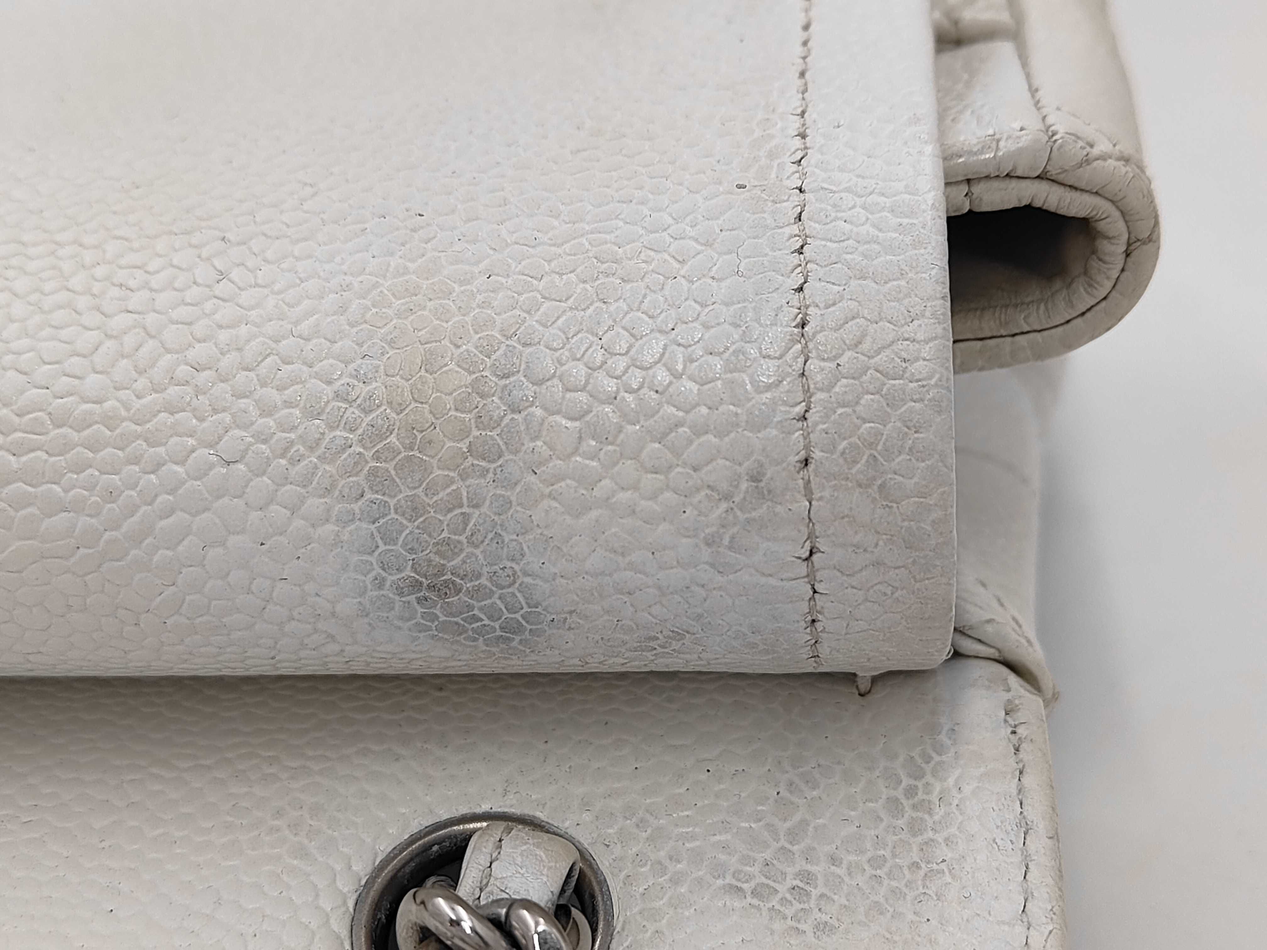 Matelassé Grained Calfskin White Silver Shoulder Bag — view 8