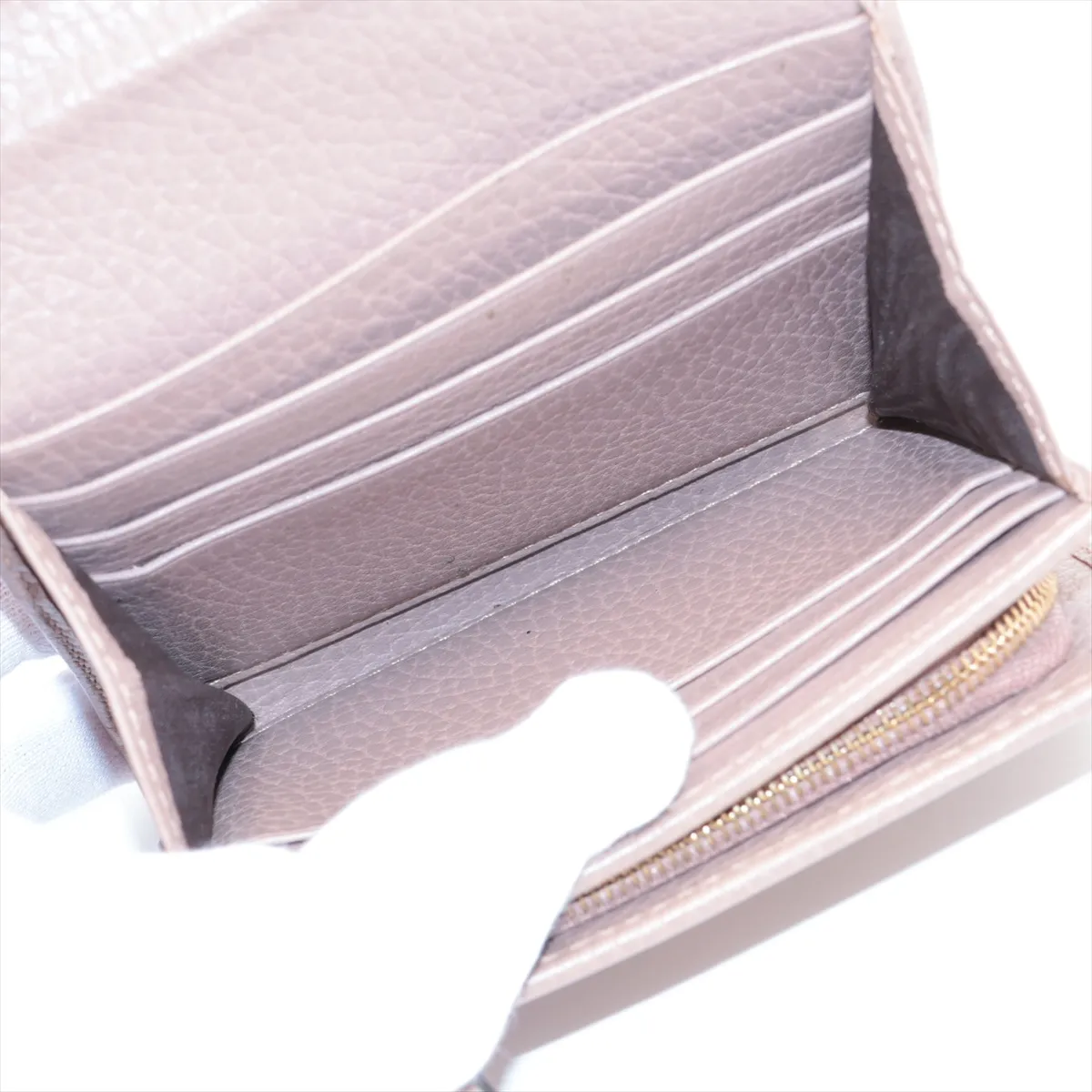 Double G Bicolor Medium Wallet 598587 Leather Compact Wallet Beige — view 5