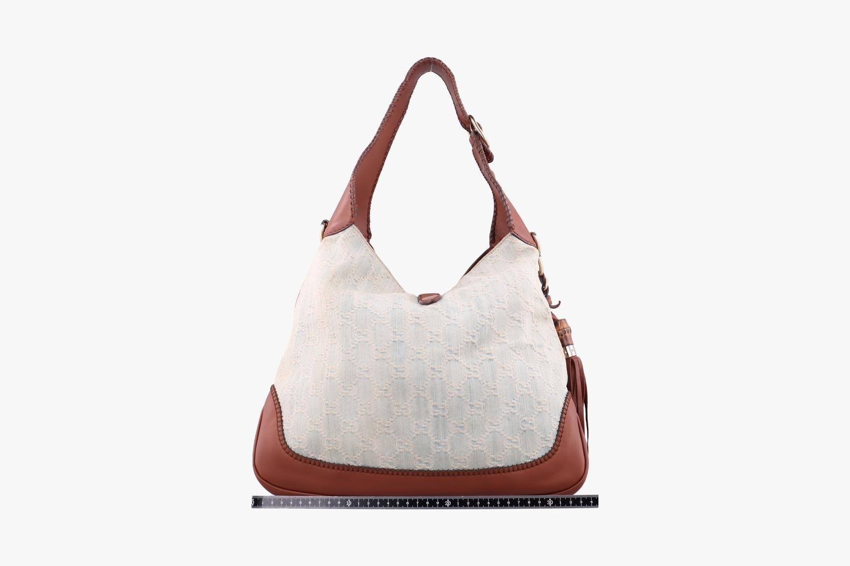 New Jackie Denim x Leather White x Brown — view 2