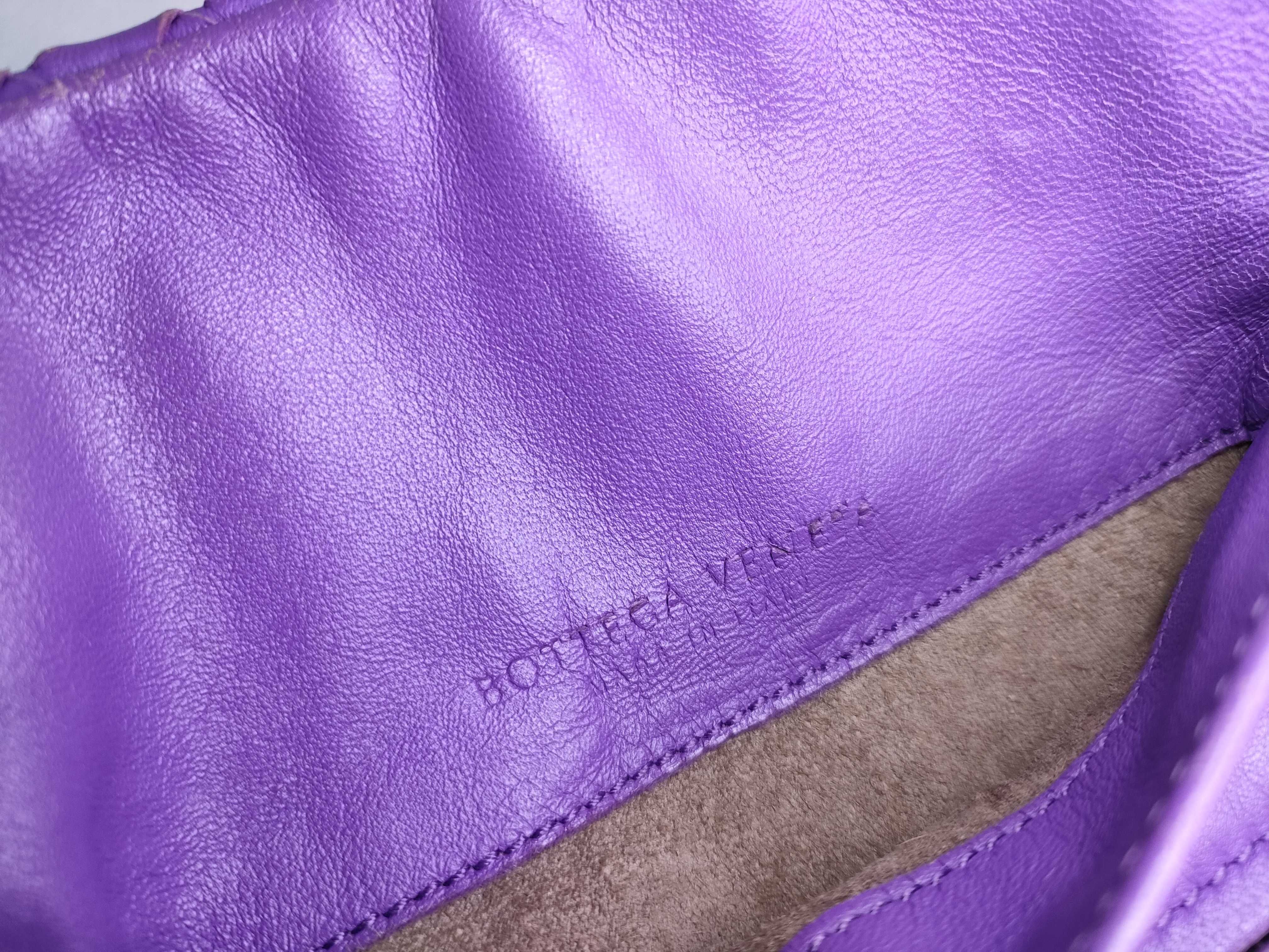 Intrecciato Leather Chain Shoulder Bag, Purple — view 11