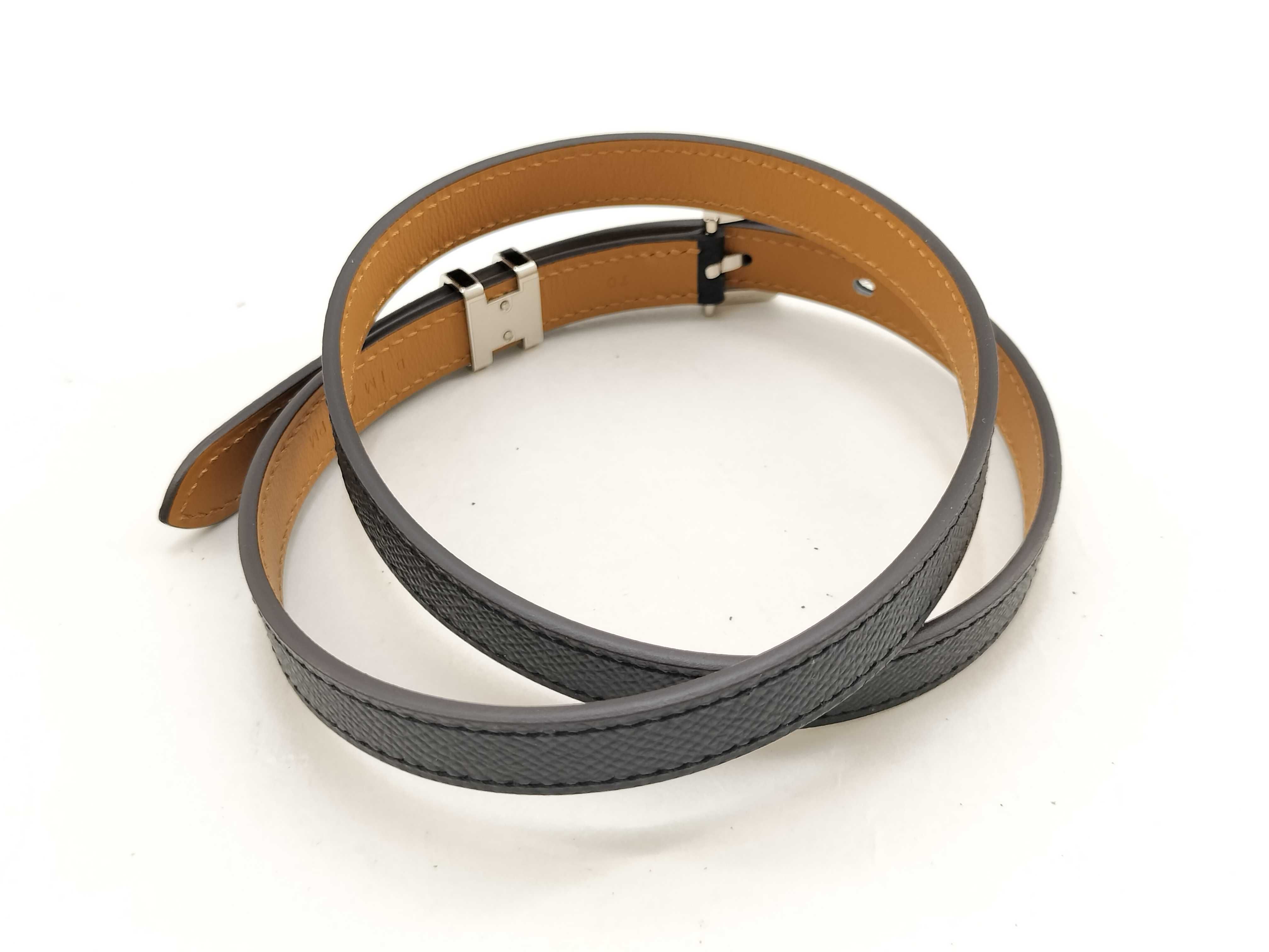 Pop H Belt 13mm "70" Black x Brown B Stamp Hermes Belt — view 2