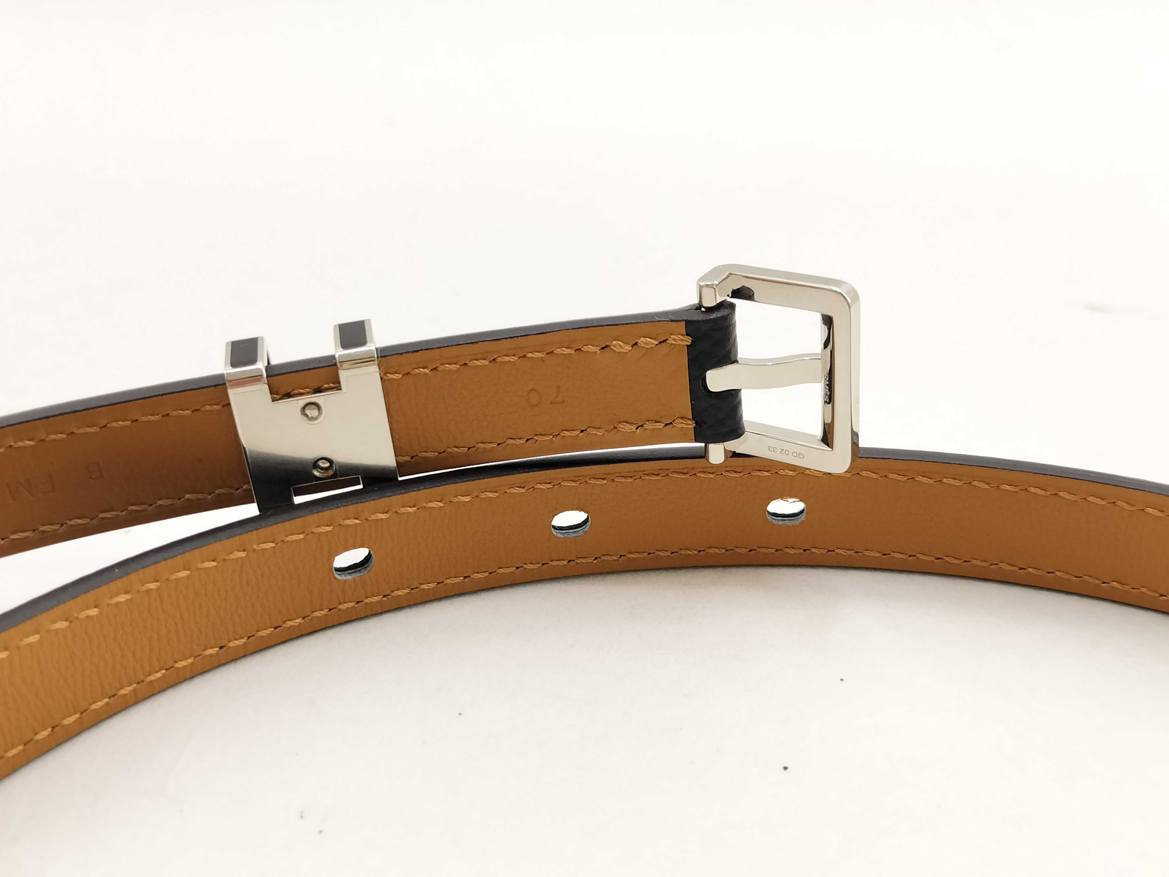 Pop H Belt 13mm "70" Black x Brown B Stamp Hermes Belt — view 7
