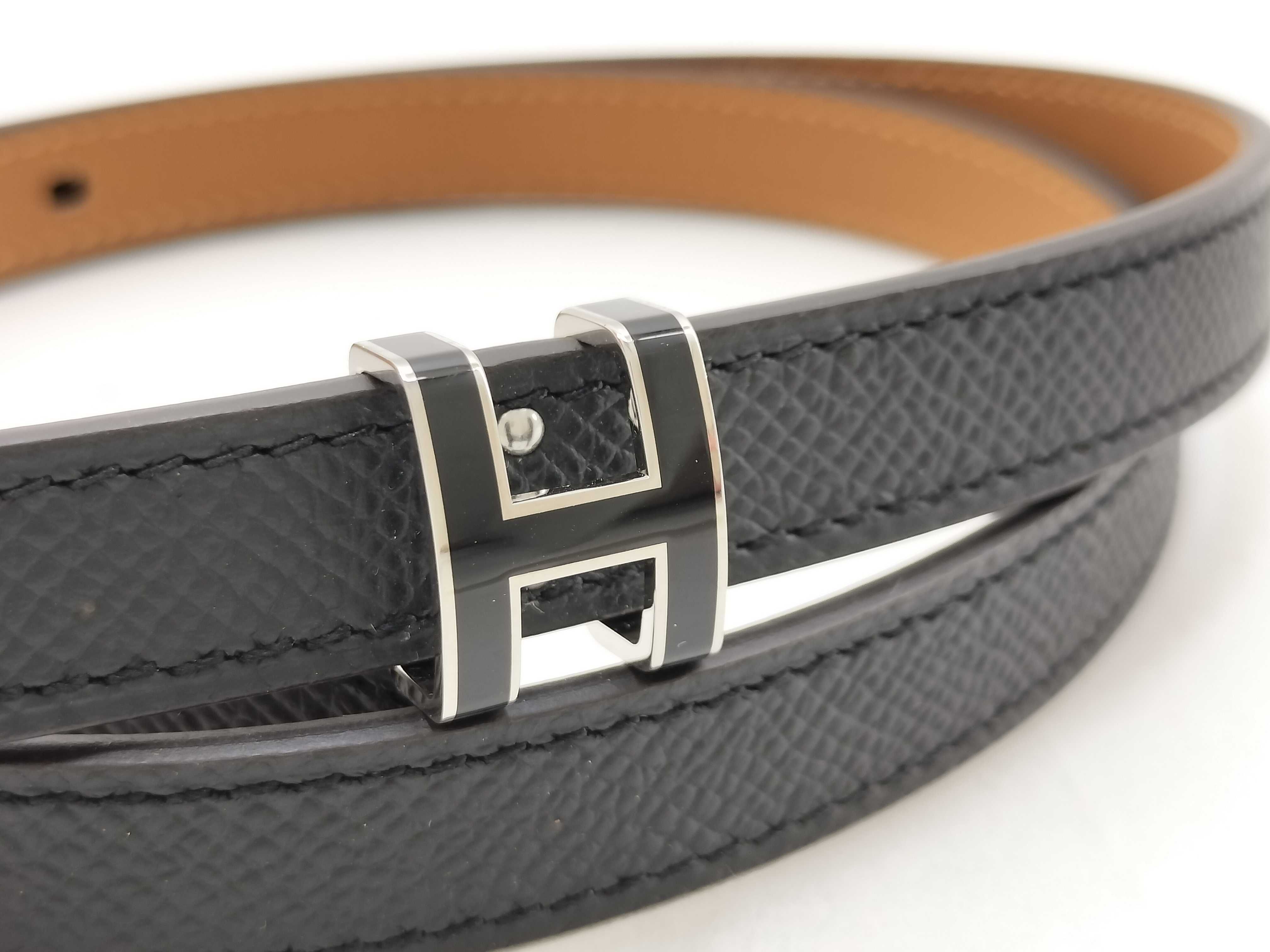 Pop H Belt 13mm "70" Black x Brown B Stamp Hermes Belt — view 9