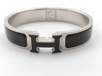 Black Silver Hardware Click H Bracelet/Bangle