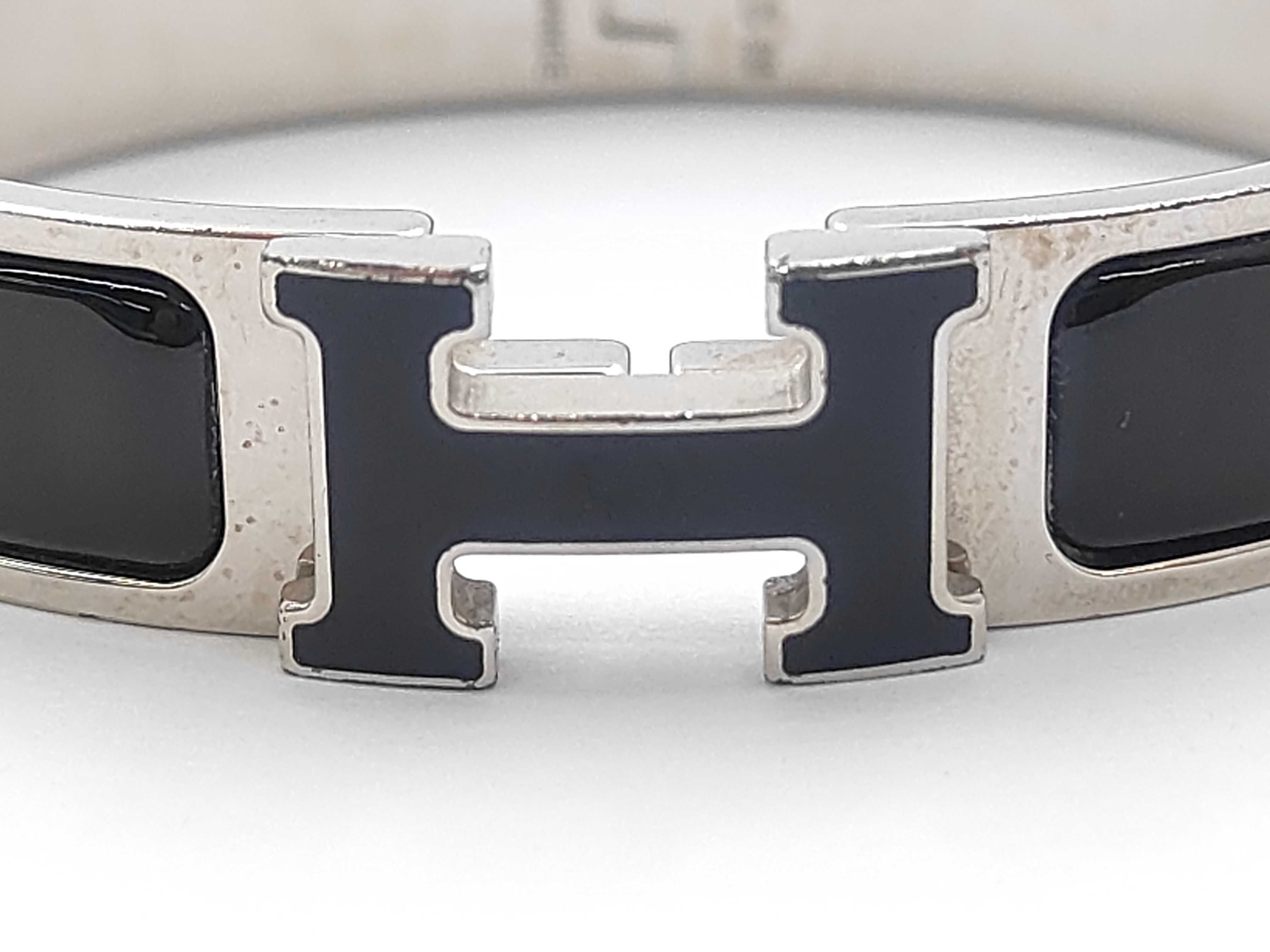 Black Silver Hardware Click H Bracelet/Bangle — view 2