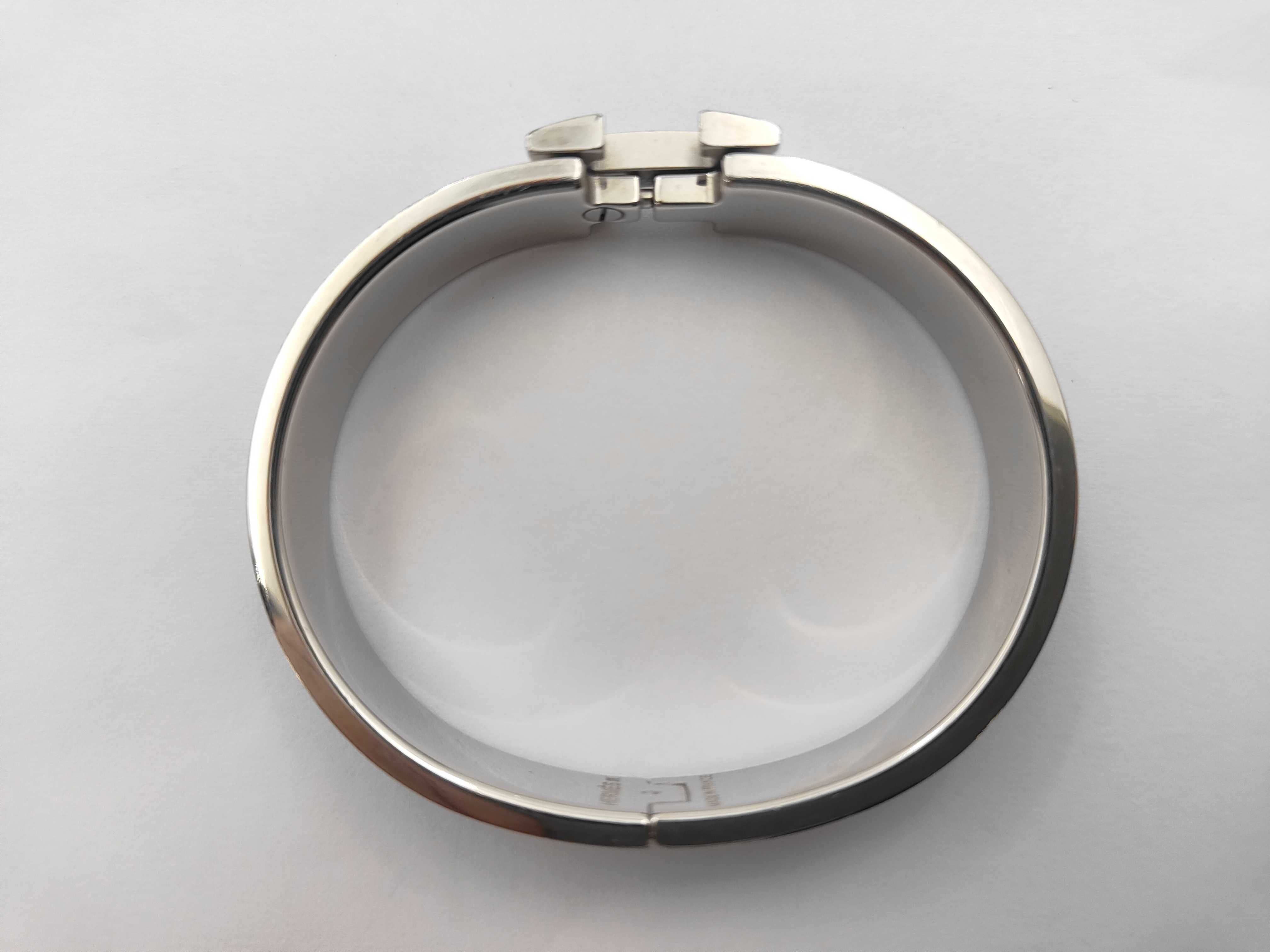Black Silver Hardware Click H Bracelet/Bangle — view 3